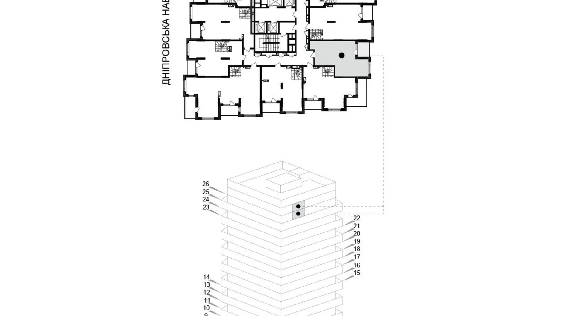 Планировка много­уровневой квартиры в ЖК Kub29 75.9 м², фото 627035