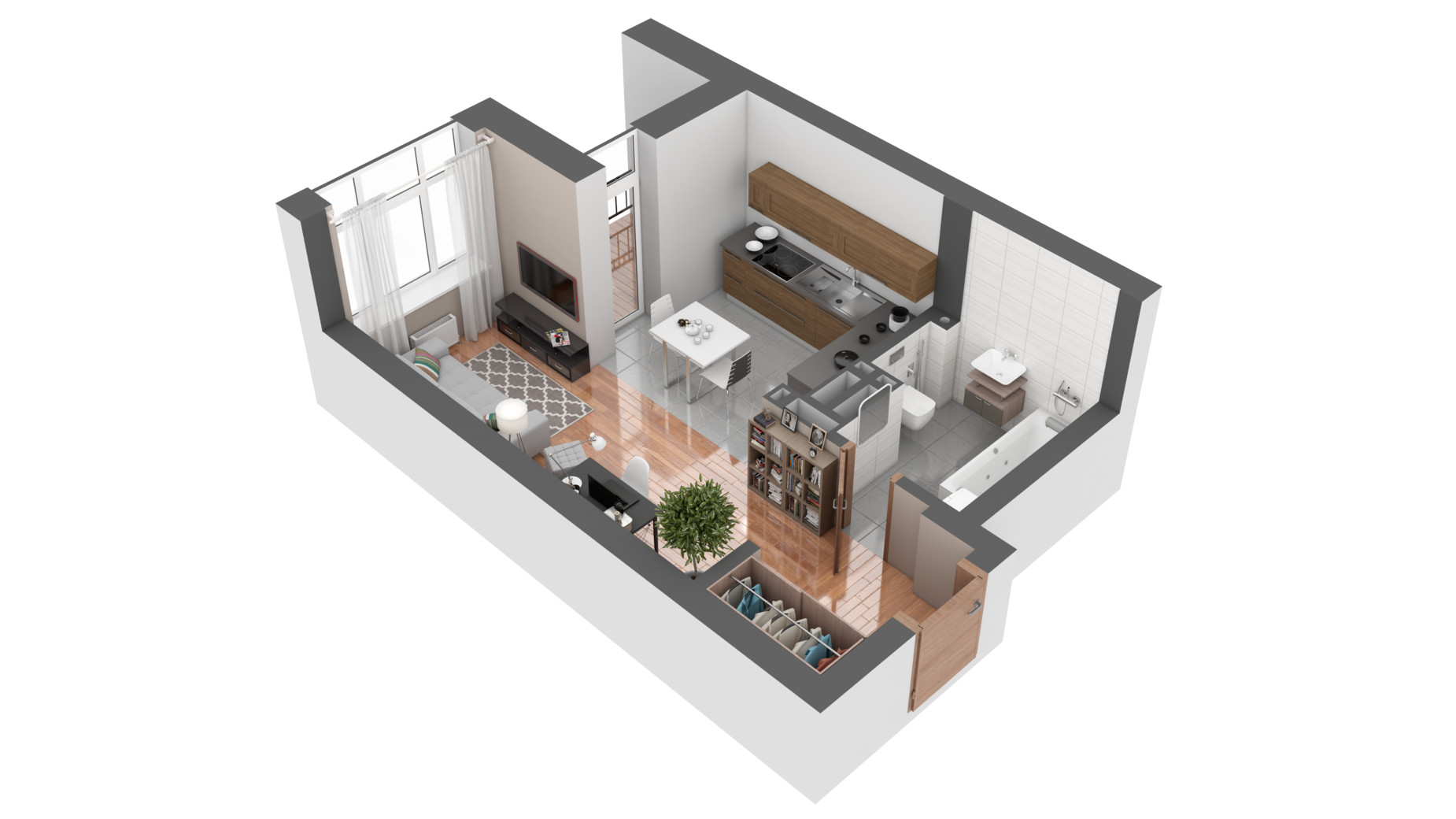 Планування 1-кімнатної квартири в ЖК Гранд Бурже 30 м², фото 629882
