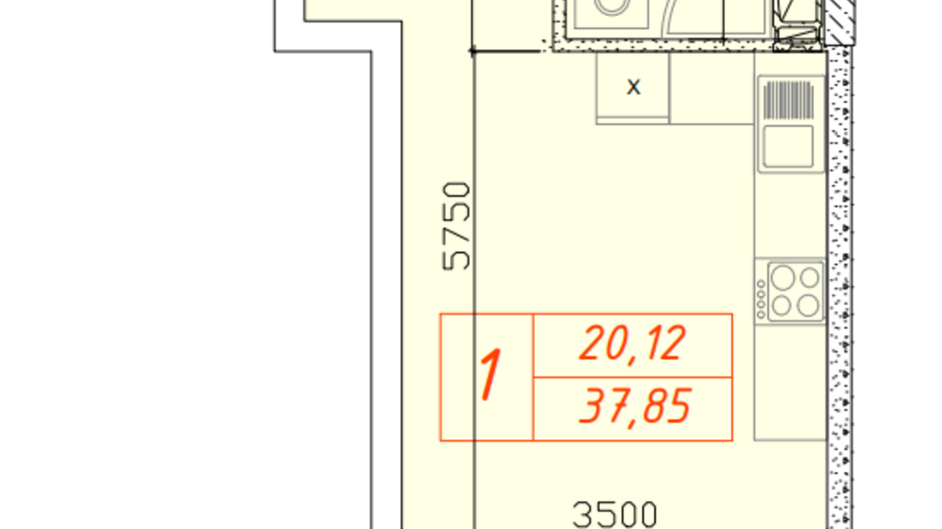 Планування 1-кімнатної квартири в ЖК Olympiс Park 37.85 м², фото 631495