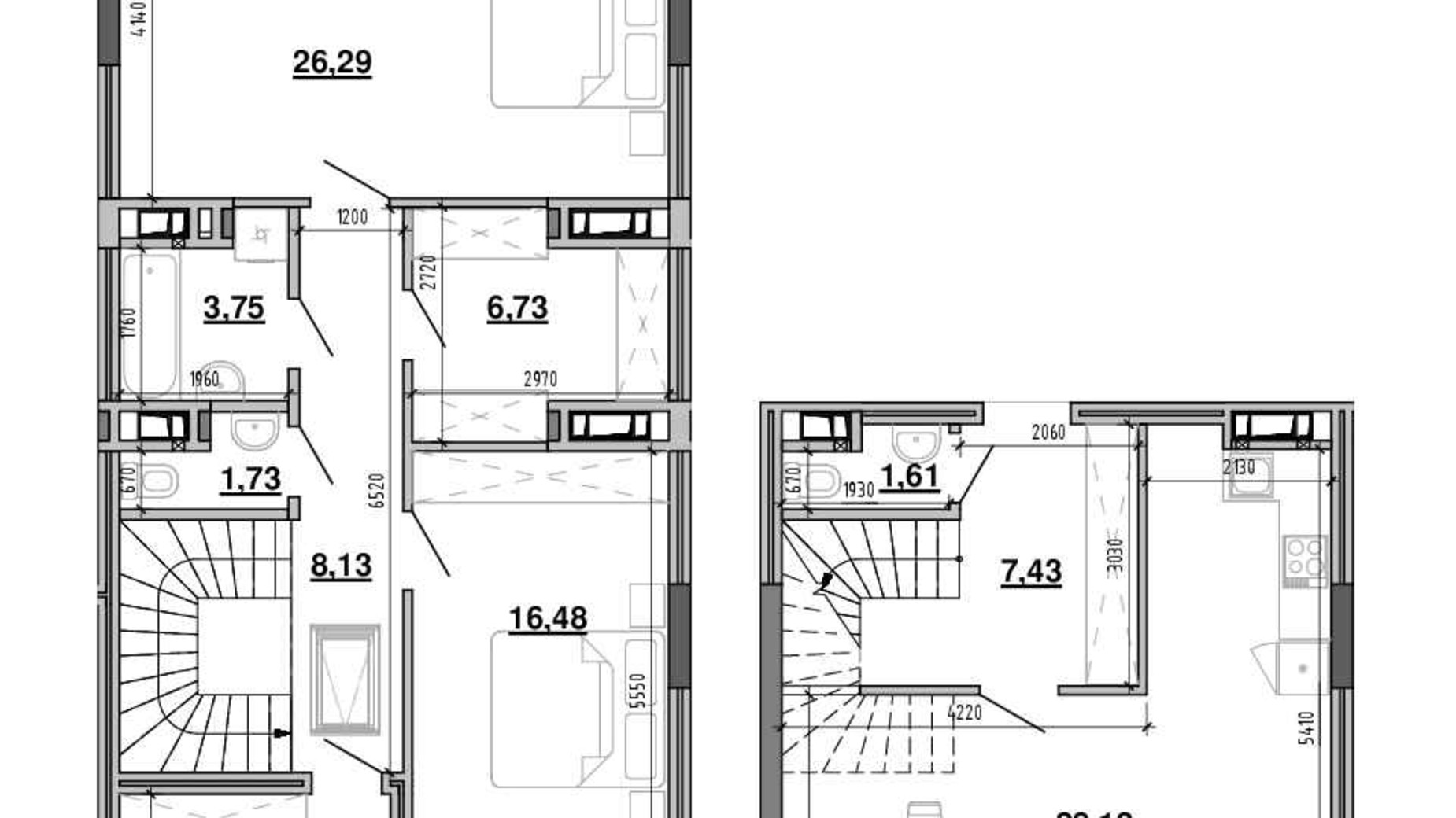 Планування багато­рівневої квартири в ЖК Містечко Підзамче 110.68 м², фото 633723