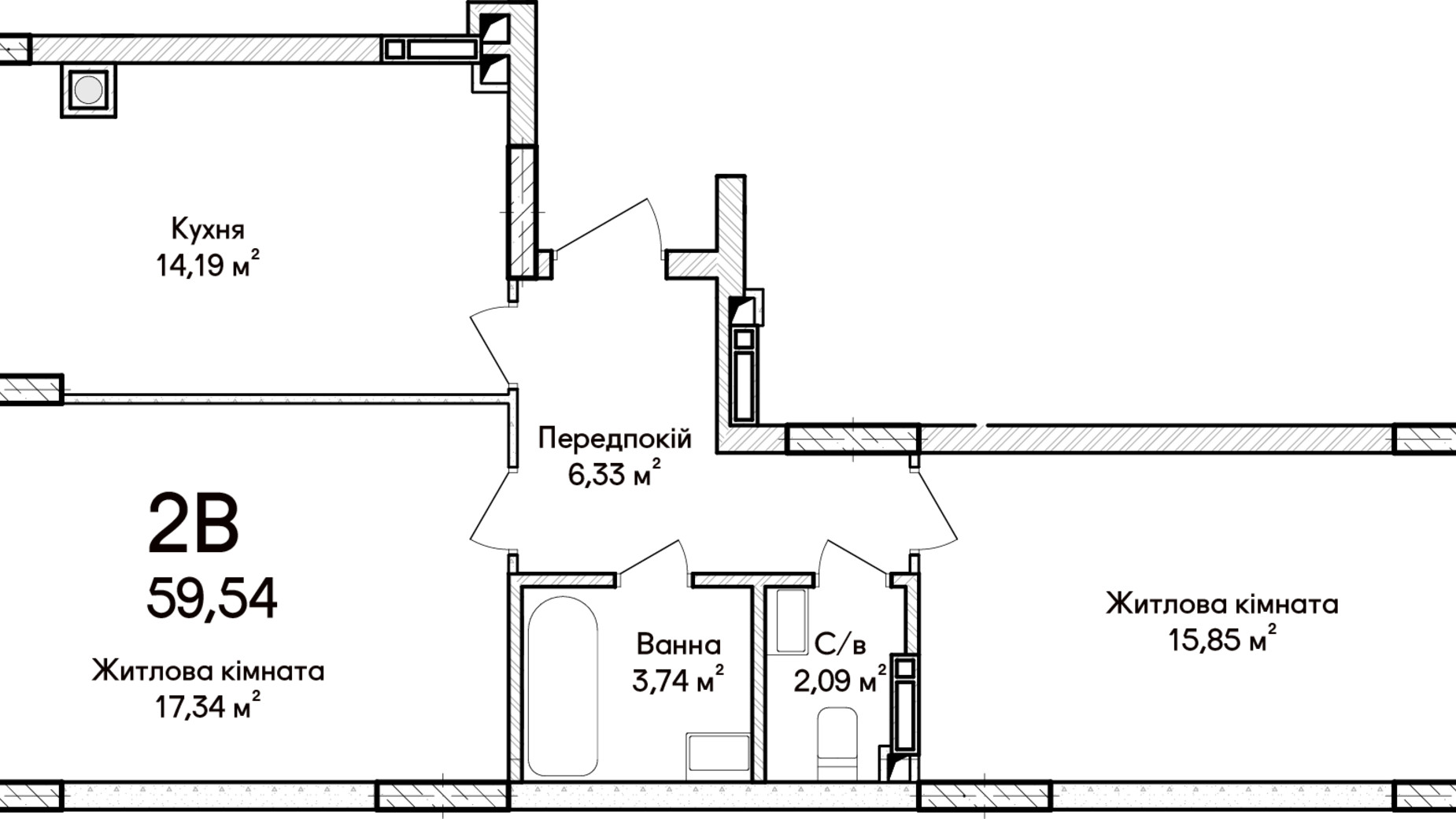 Планировка 2-комнатной квартиры в ЖК Синергия Сити 37 м², фото 634231