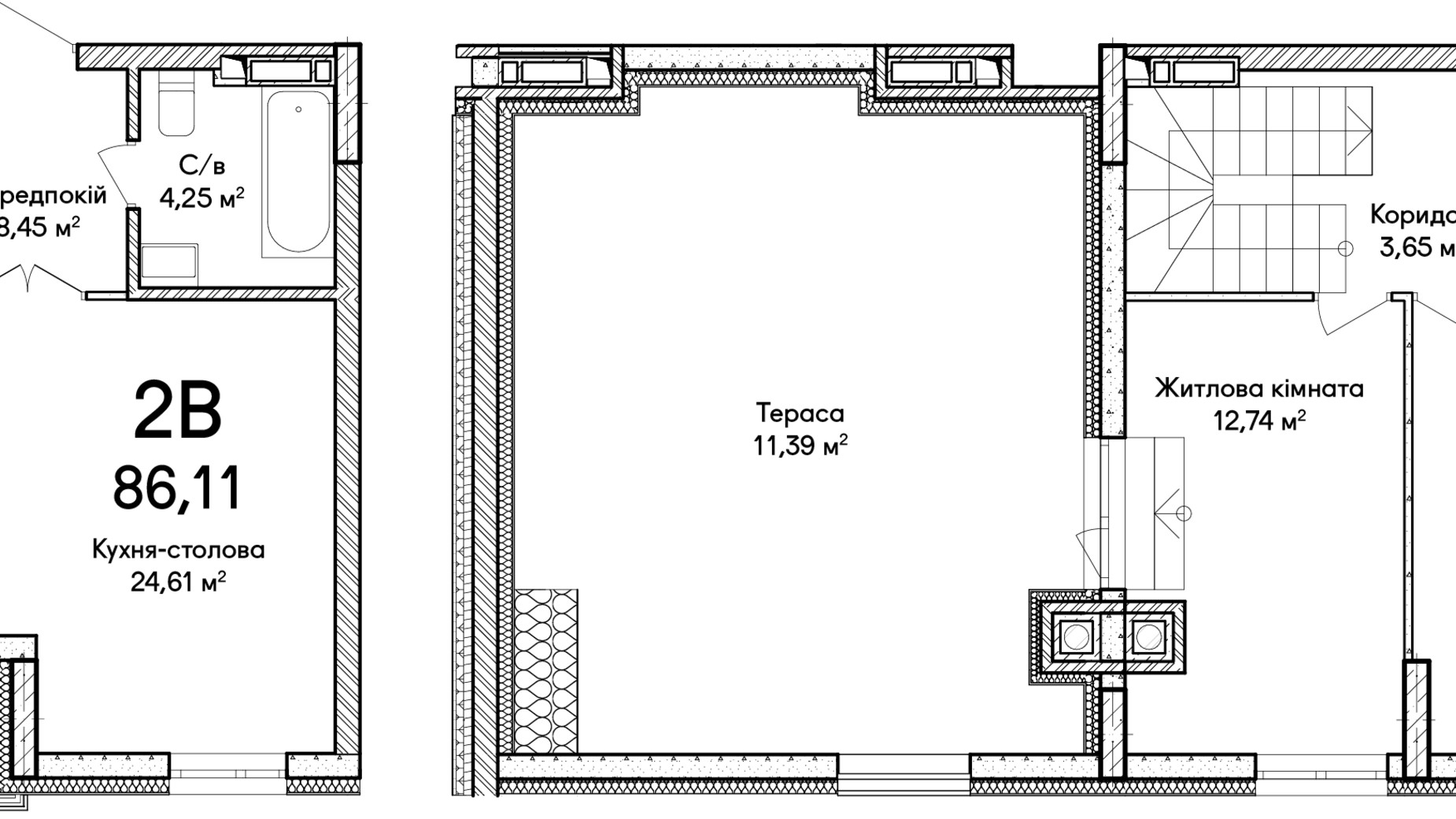 Планировка много­уровневой квартиры в ЖК Синергия Сити 56 м², фото 634257