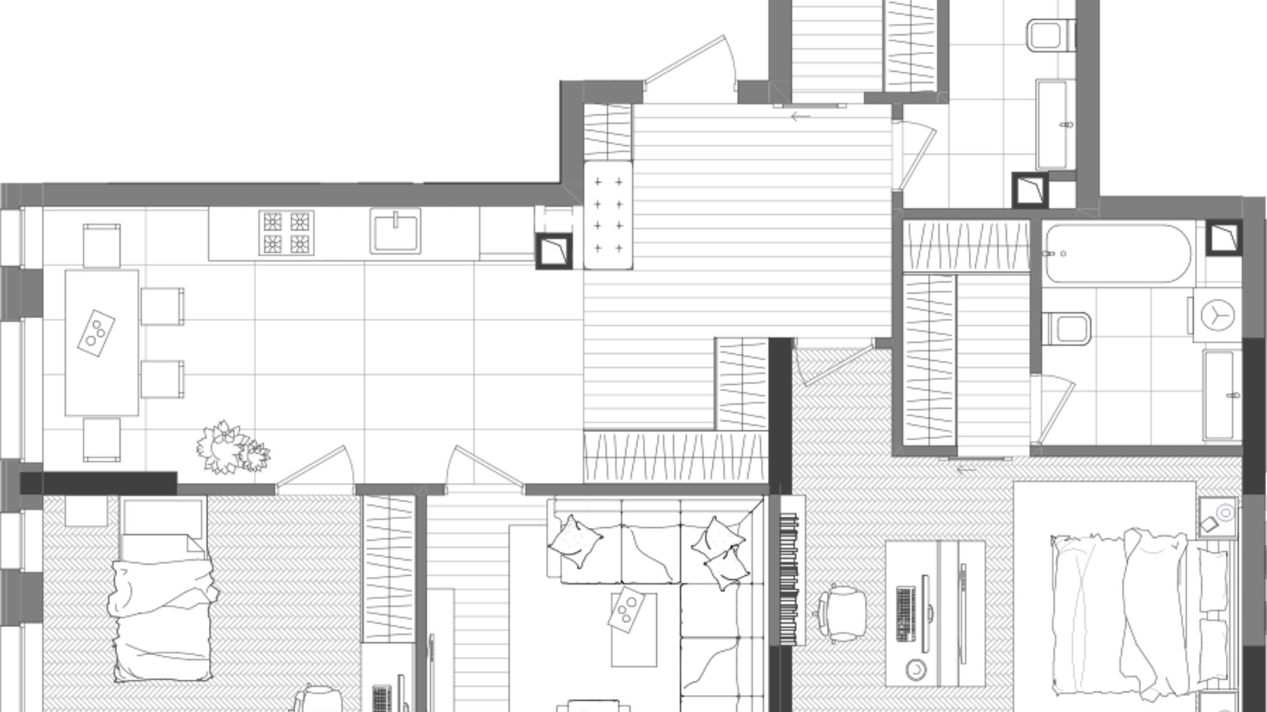 Планування 3-кімнатної квартири в ЖК Creator City 92.32 м², фото 640714