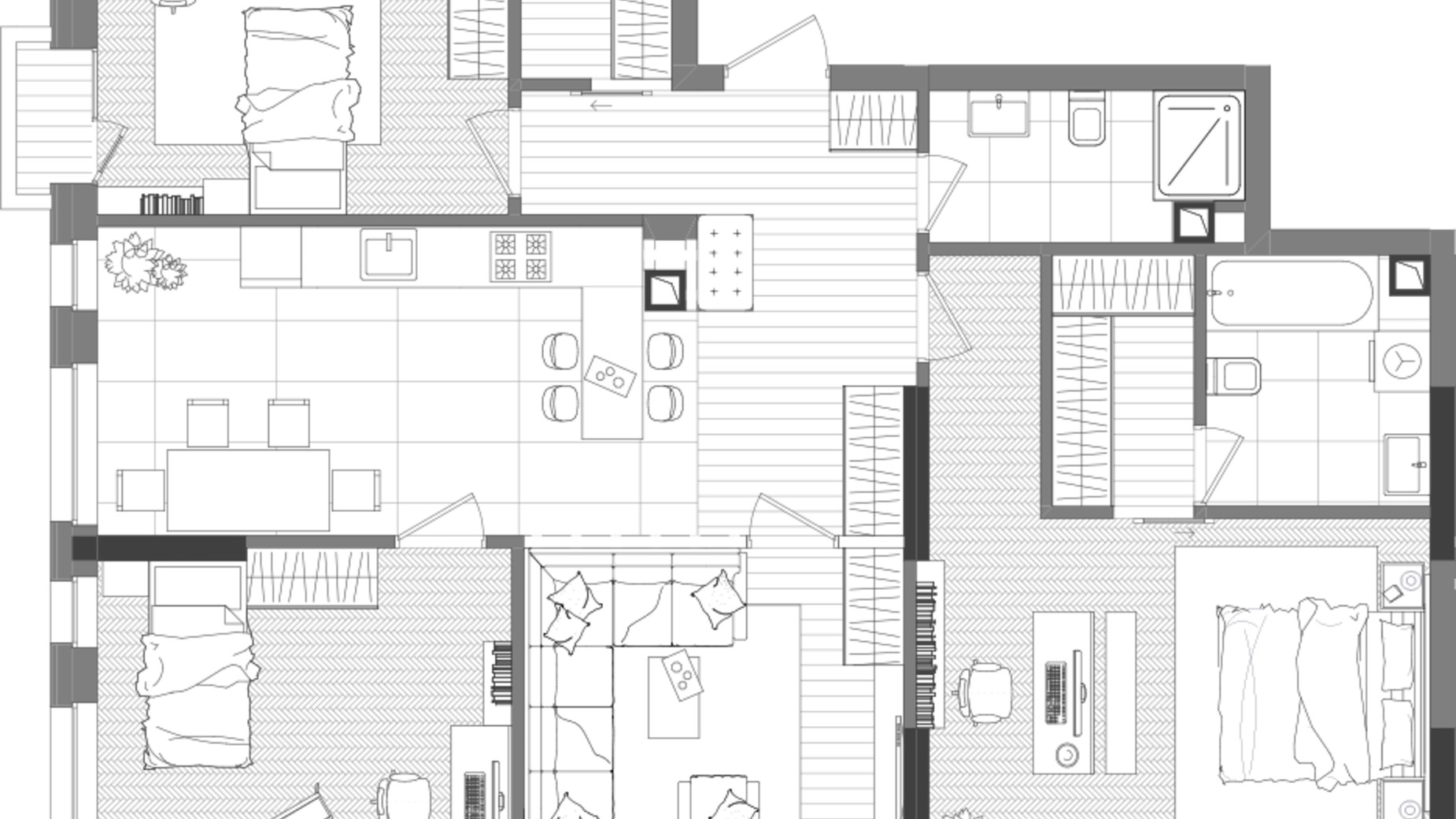 Планировка 3-комнатной квартиры в ЖК Creator City 105.29 м², фото 640715