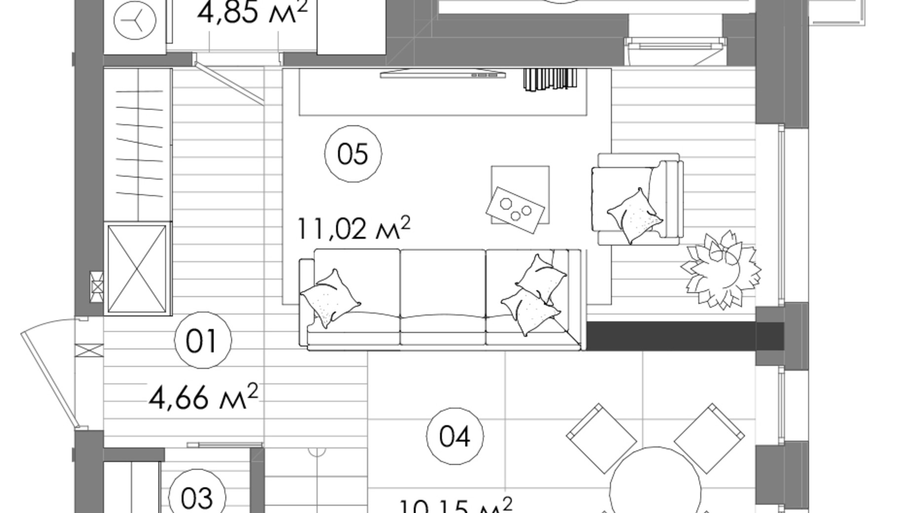 Планировка 3-комнатной квартиры в ЖК Creator City 70.71 м², фото 640719