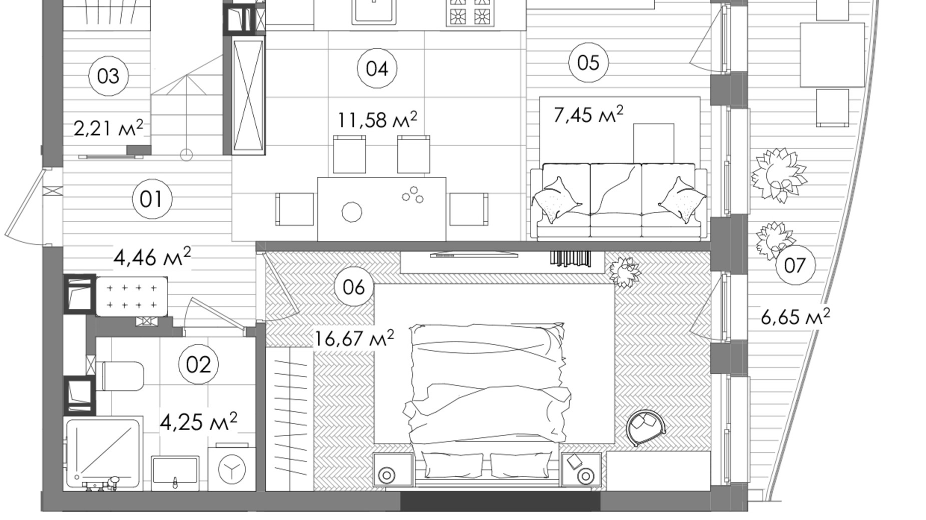 Планировка 4-комнатной квартиры в ЖК Creator City 121.96 м², фото 640724