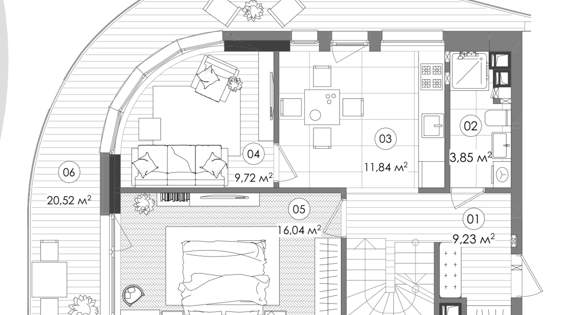 Планировка 4-комнатной квартиры в ЖК Creator City 111.73 м², фото 640729