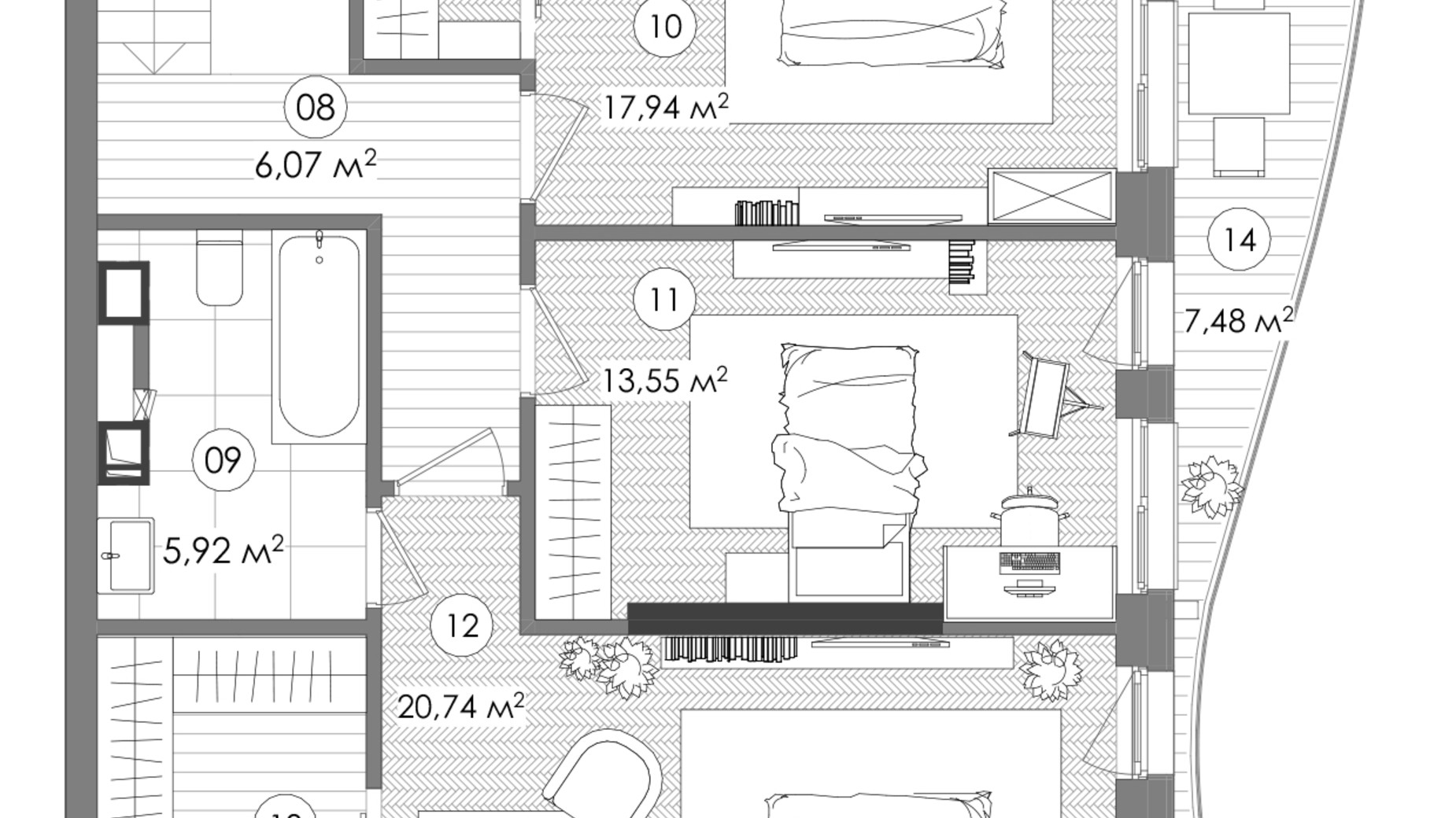 Планировка 4-комнатной квартиры в ЖК Creator City 121.96 м², фото 640730