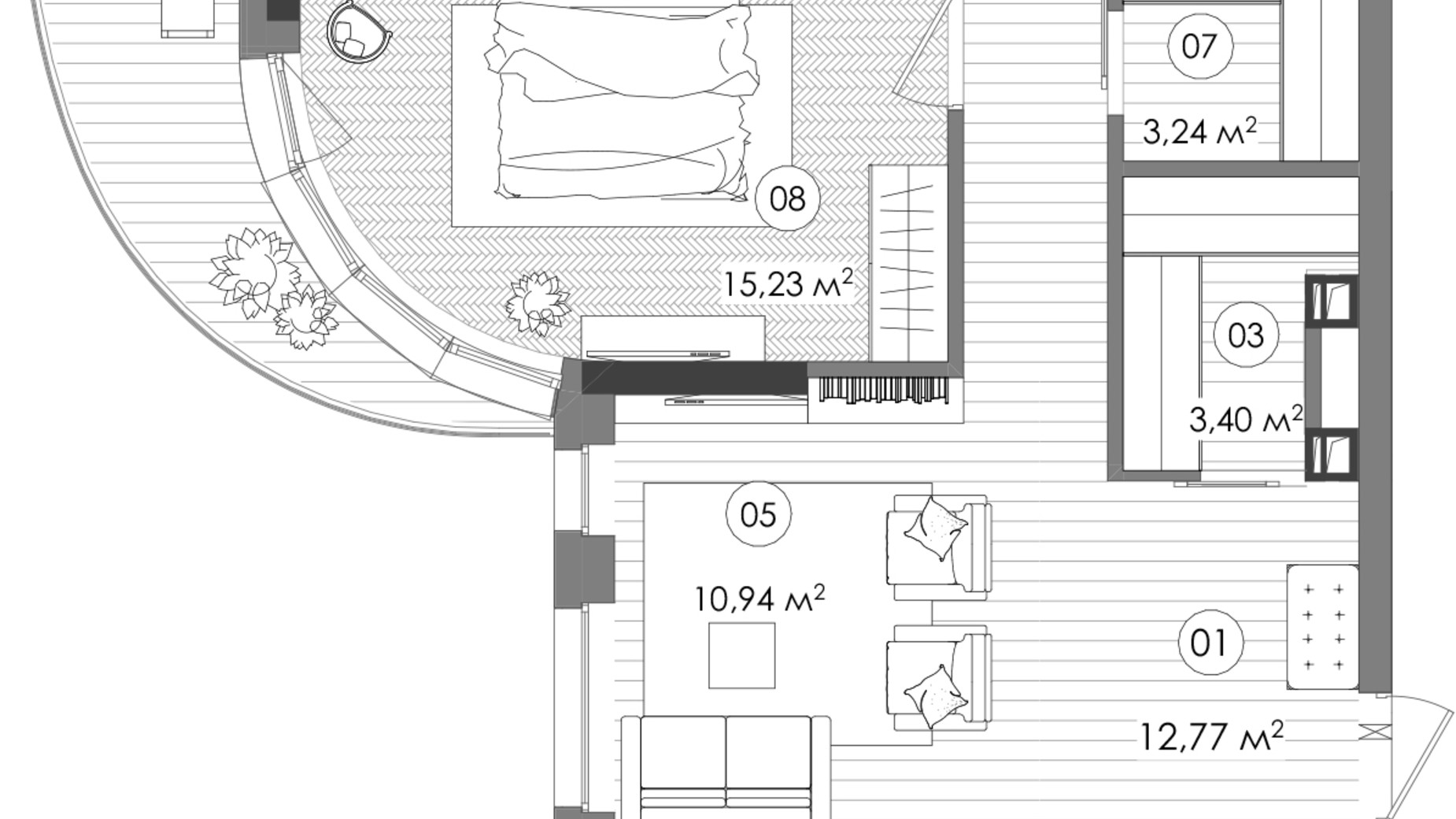 Планування 4-кімнатної квартири в ЖК Creator City 140.47 м², фото 640739