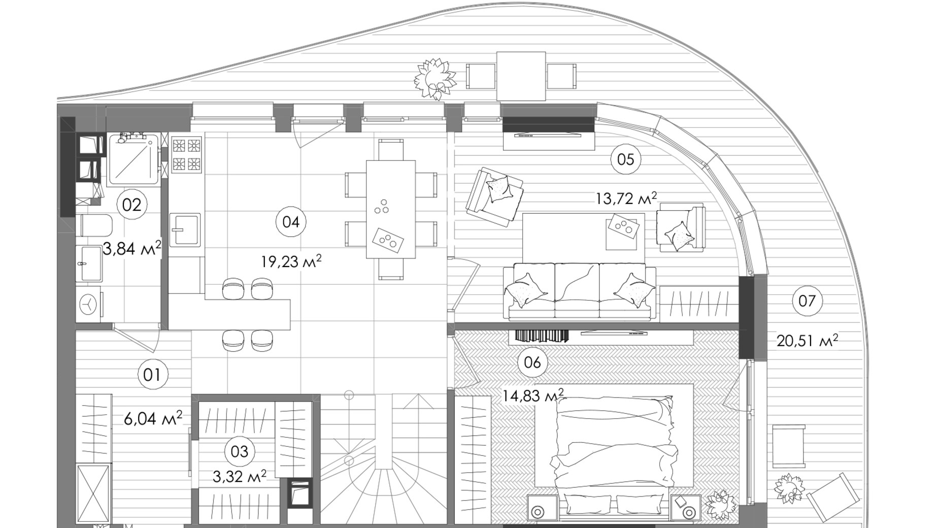 Планировка 4-комнатной квартиры в ЖК Creator City 133.31 м², фото 640740
