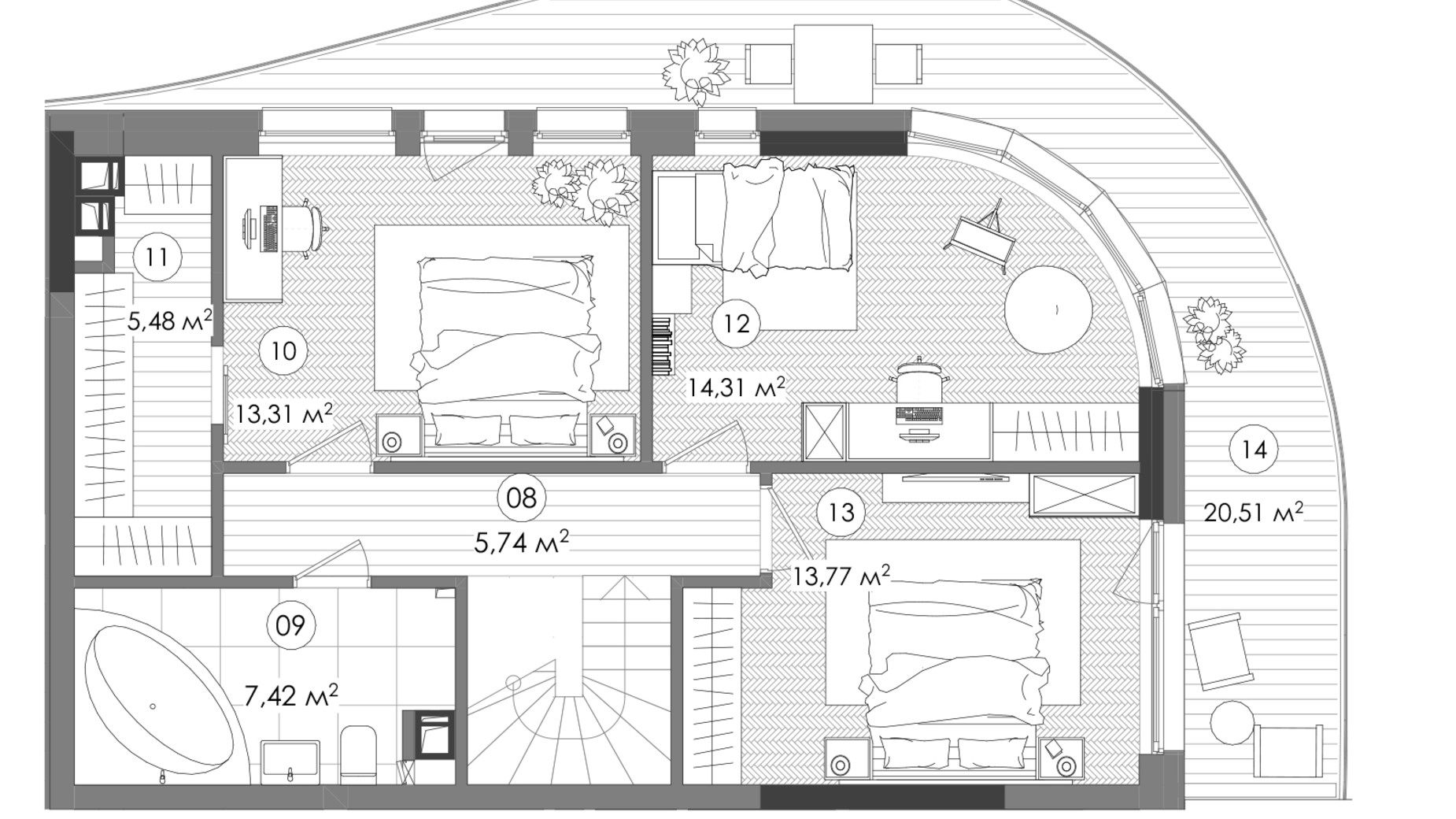 Планировка 4-комнатной квартиры в ЖК Creator City 133.31 м², фото 640741