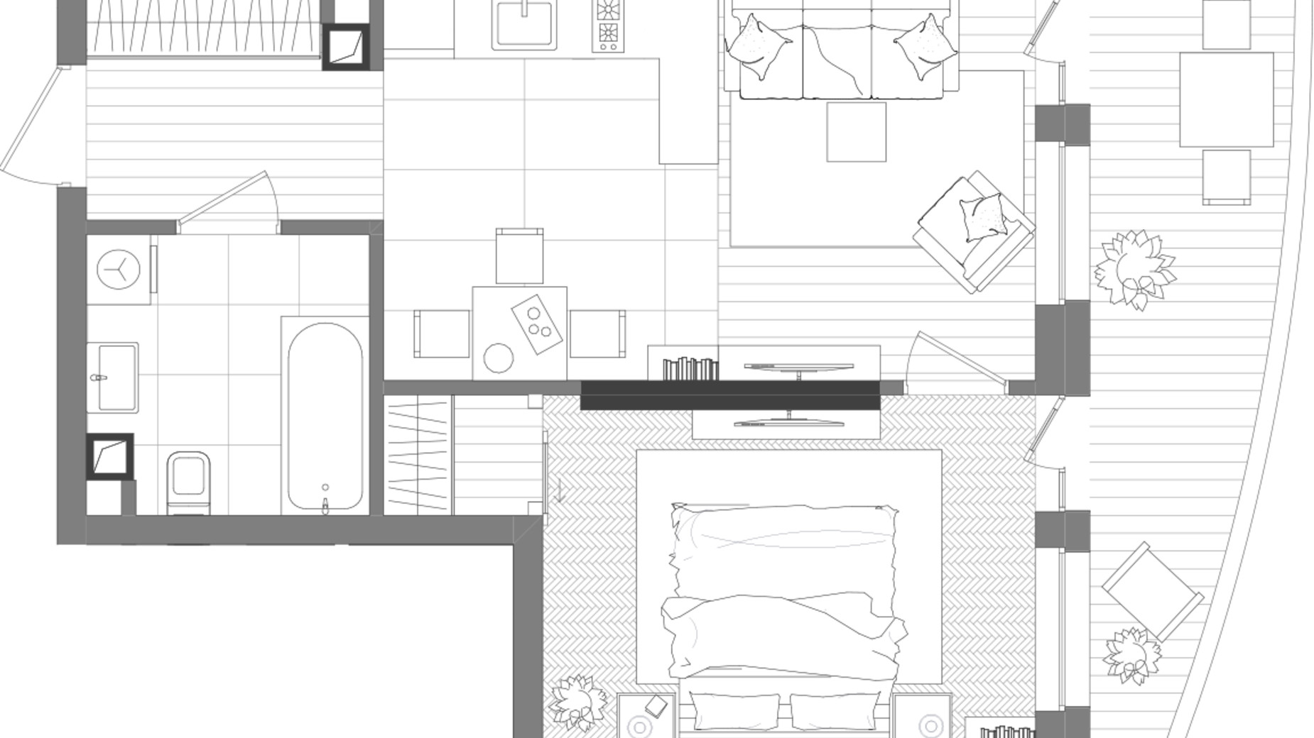 Планування 1-кімнатної квартири в ЖК Creator City 45.32 м², фото 641586