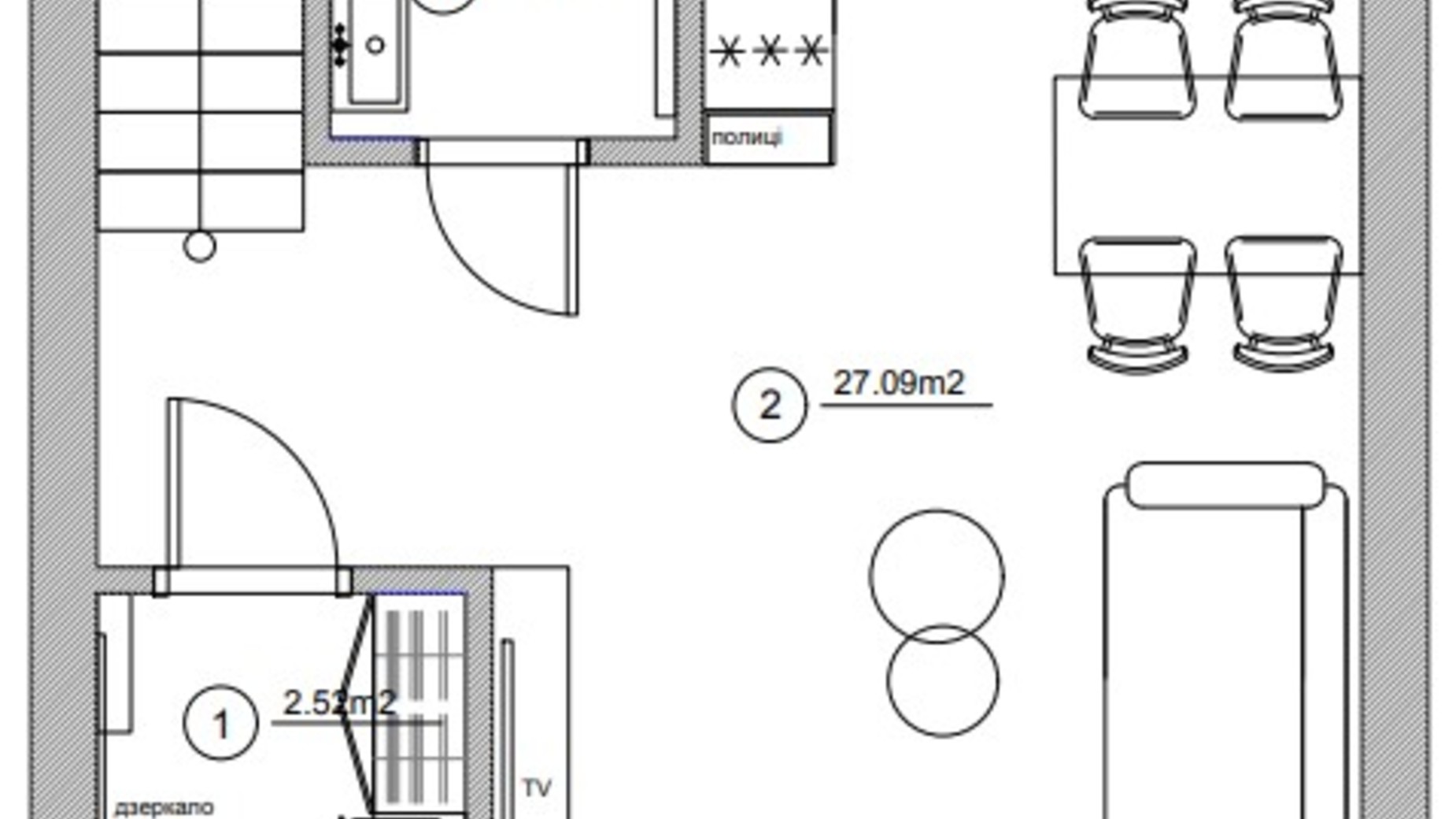 Планування таунхауса в КМ Garden village 65.67 м², фото 646116