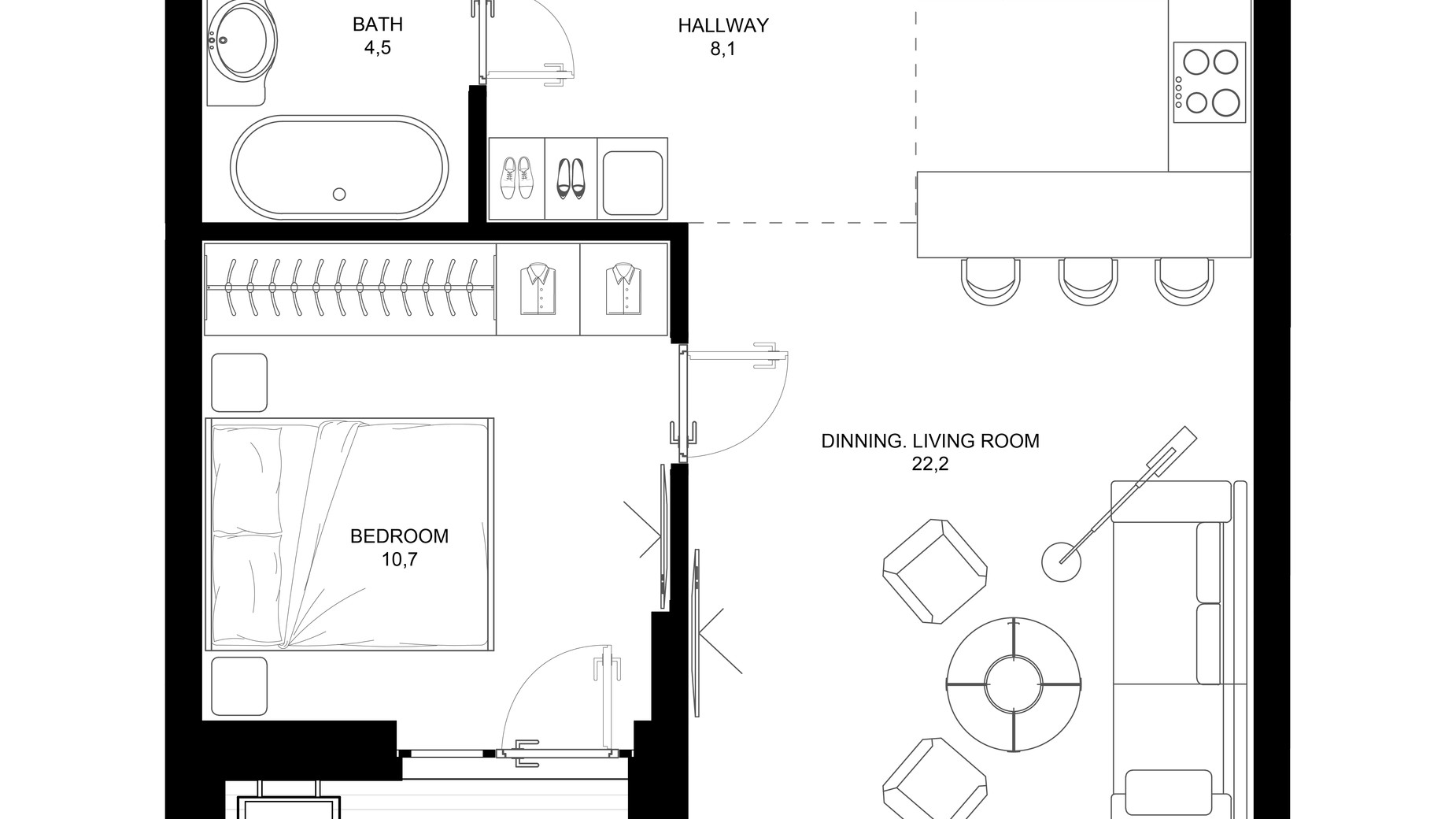 Планировка 1-комнатной квартиры в ЖК 31 48.4 м², фото 647614