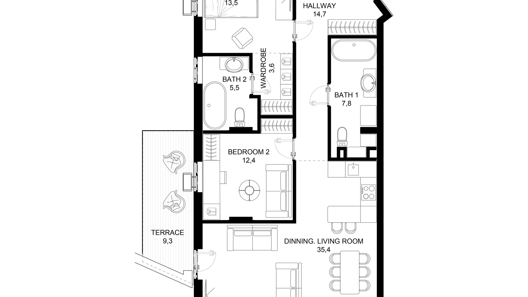 Планировка апартаментов в ЖК 31 98.6 м², фото 647615