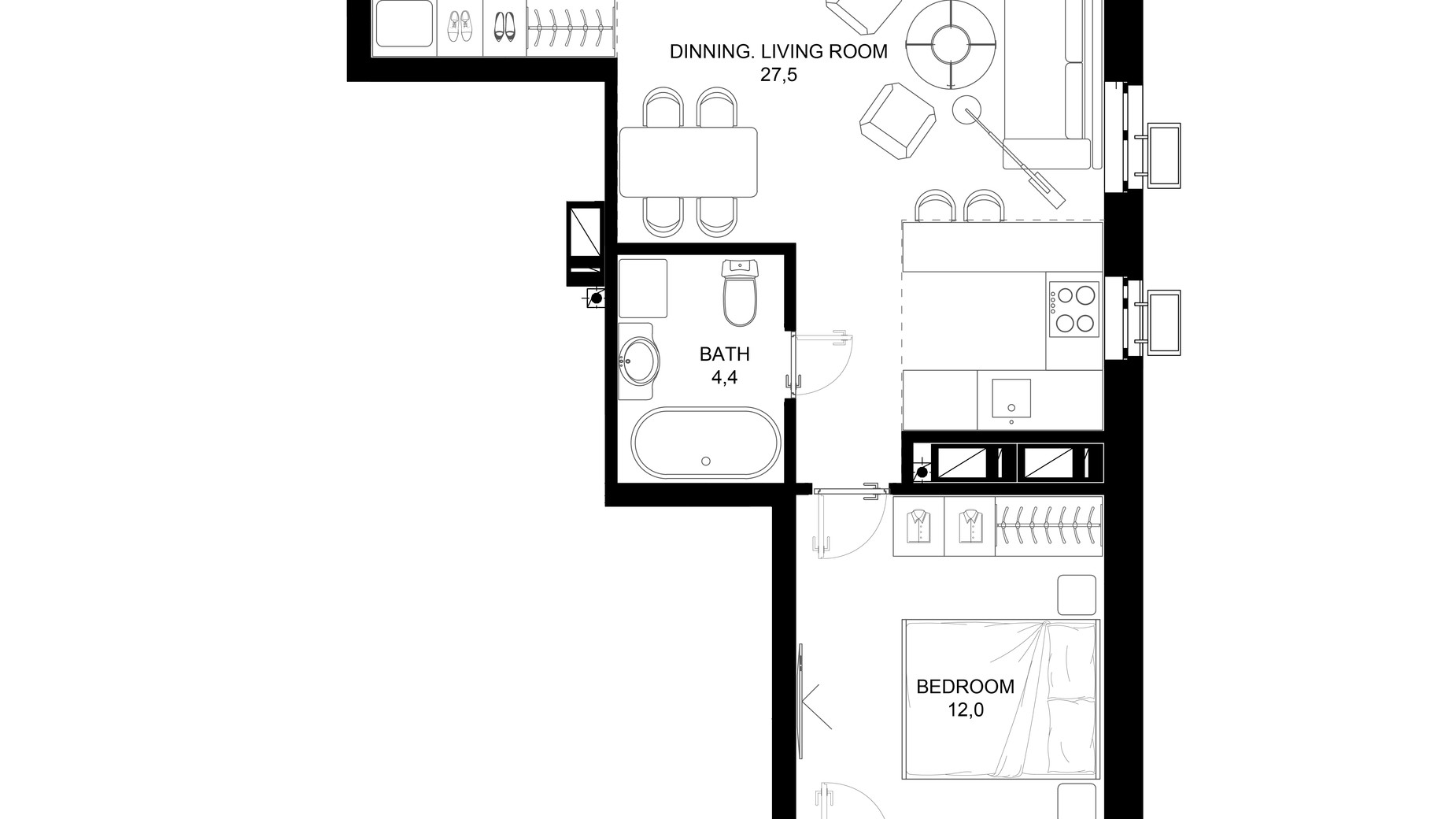 Планировка 1-комнатной квартиры в ЖК 31 51.9 м², фото 647618