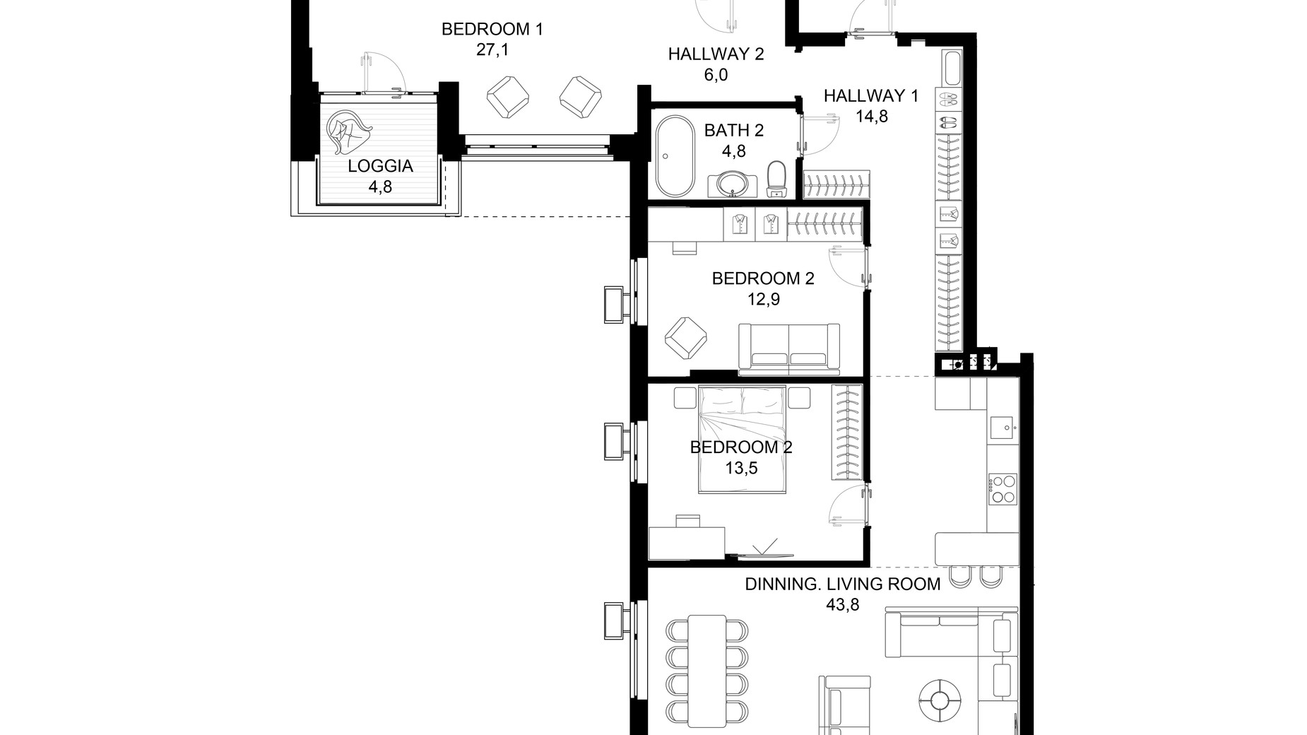 Планировка апартаментов в ЖК 31 133.8 м², фото 647624