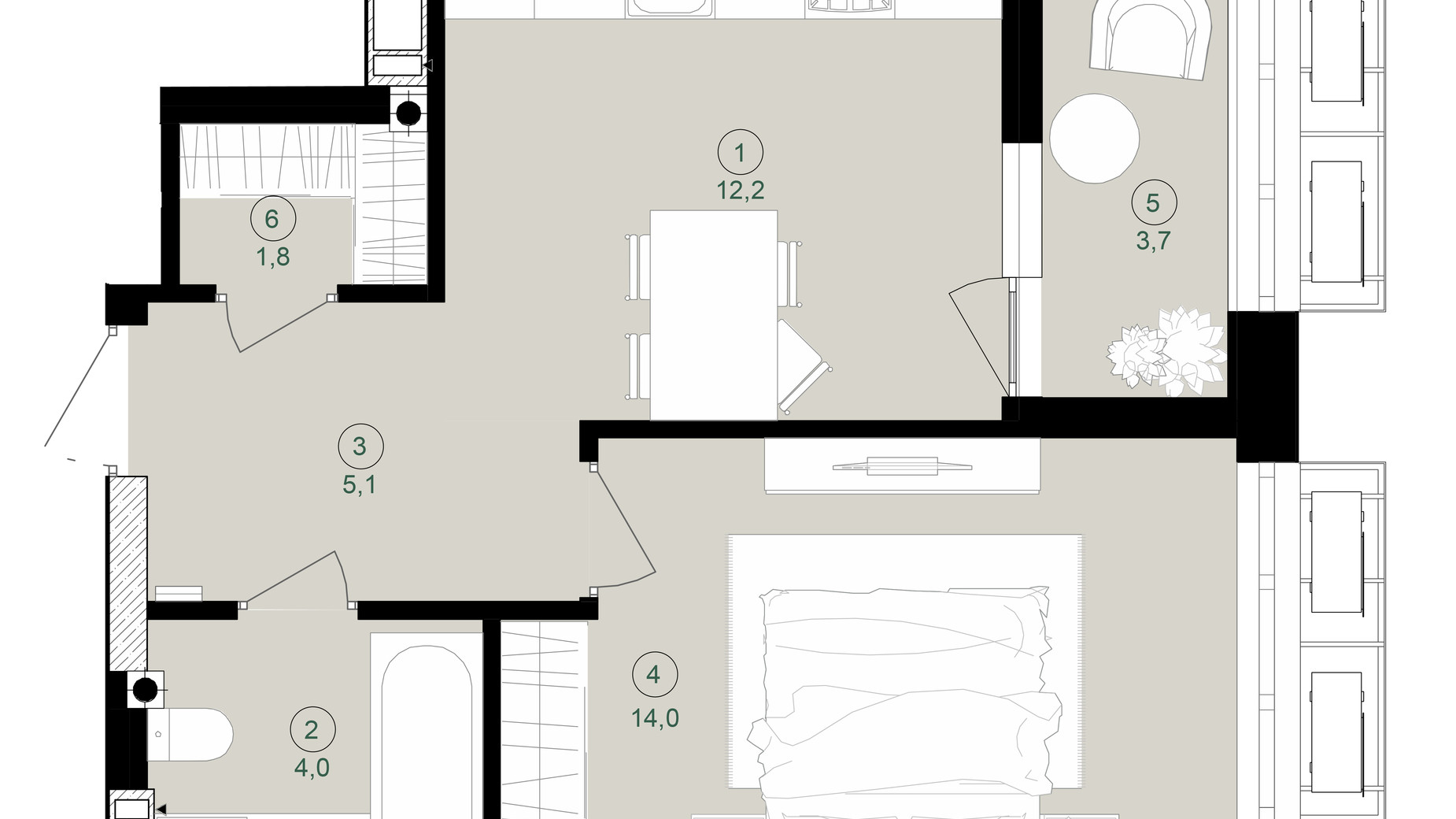 Планировка 1-комнатной квартиры в ЖК Дом на Вавиловых 40.8 м², фото 647806