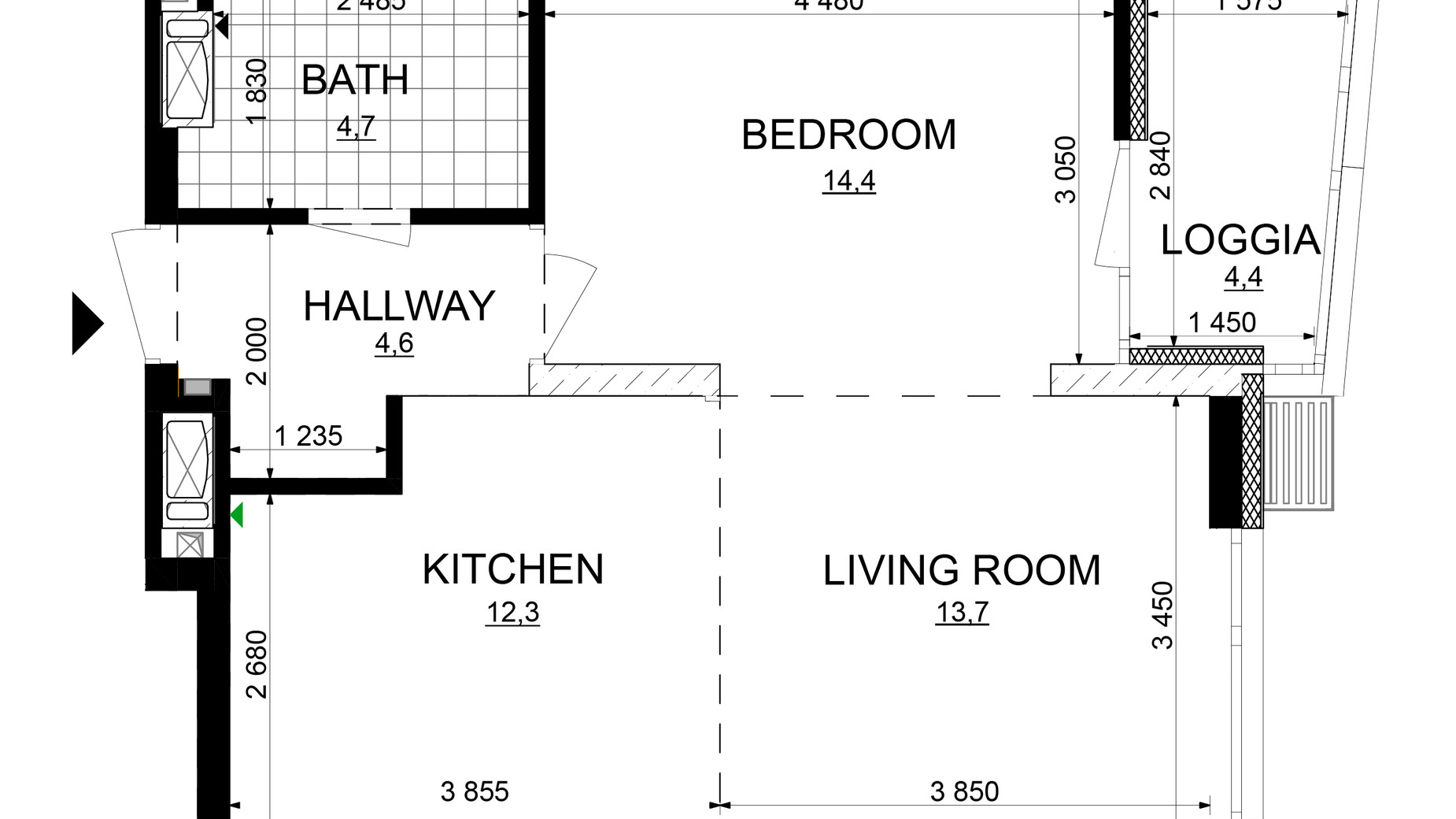 Планировка 1-комнатной квартиры в ЖК Русановская Гавань 54.1 м², фото 647841