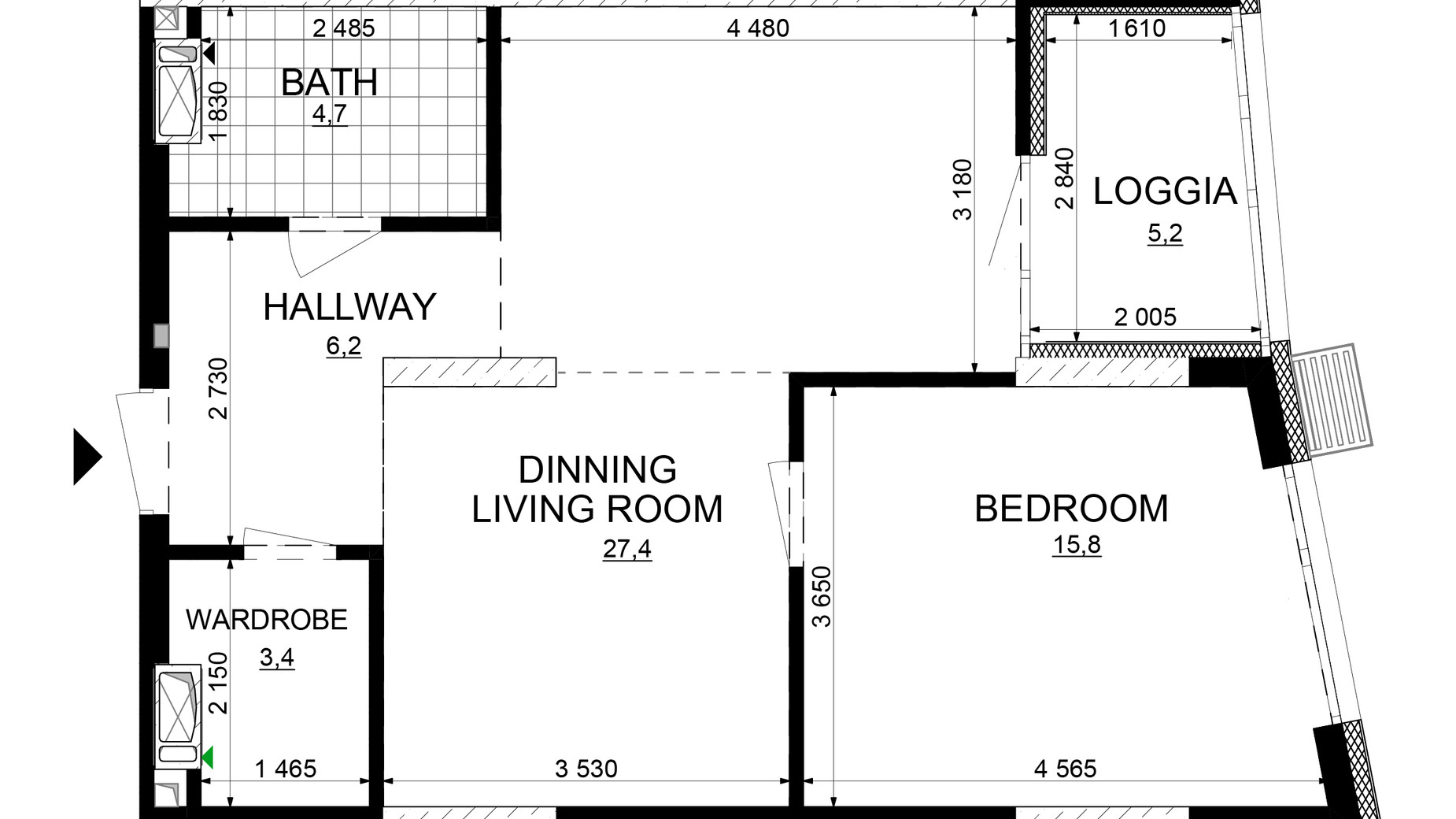 Планировка 1-комнатной квартиры в ЖК Русановская Гавань 62.7 м², фото 647842