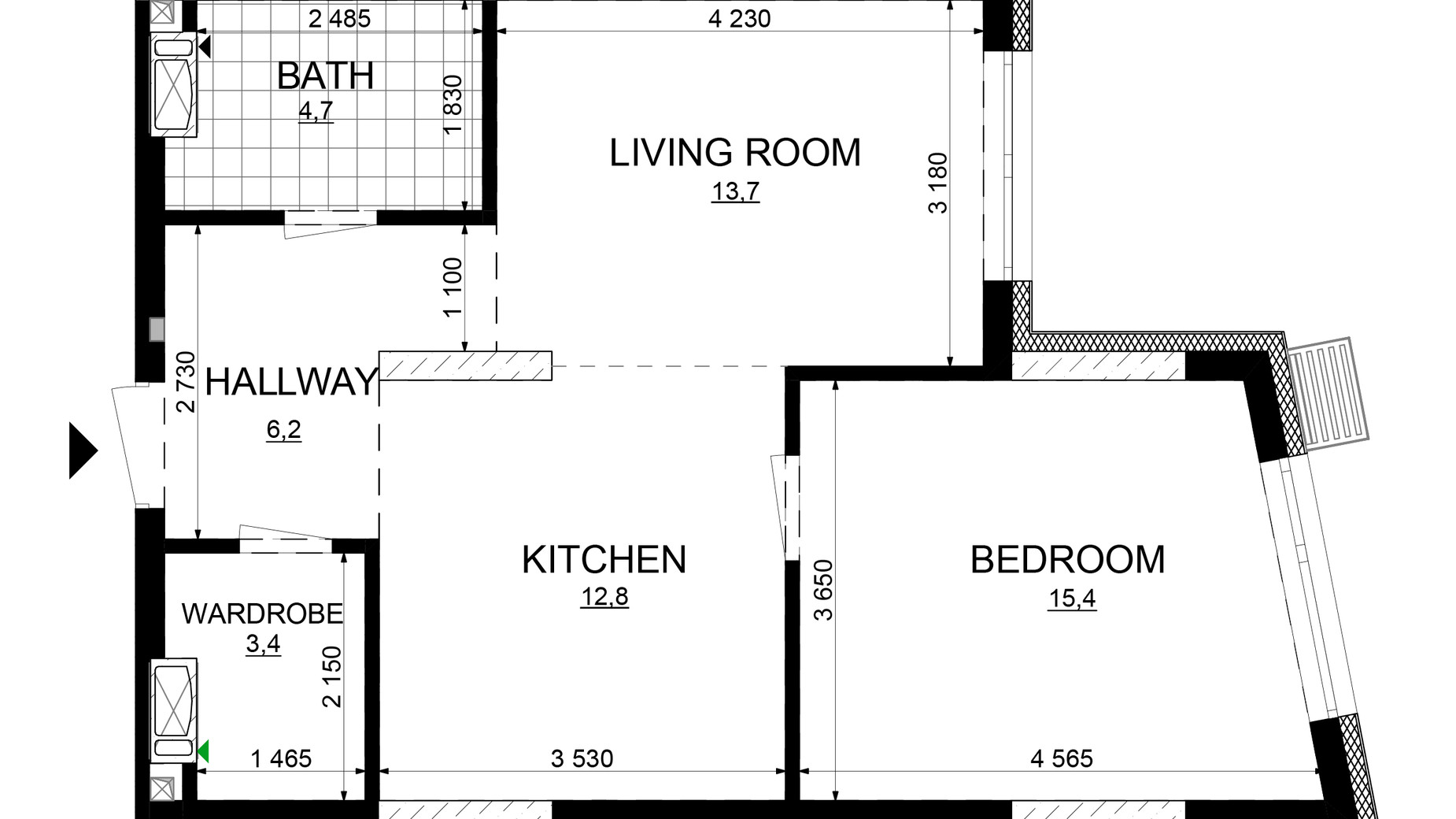 Планировка 1-комнатной квартиры в ЖК Русановская Гавань 56.2 м², фото 647844