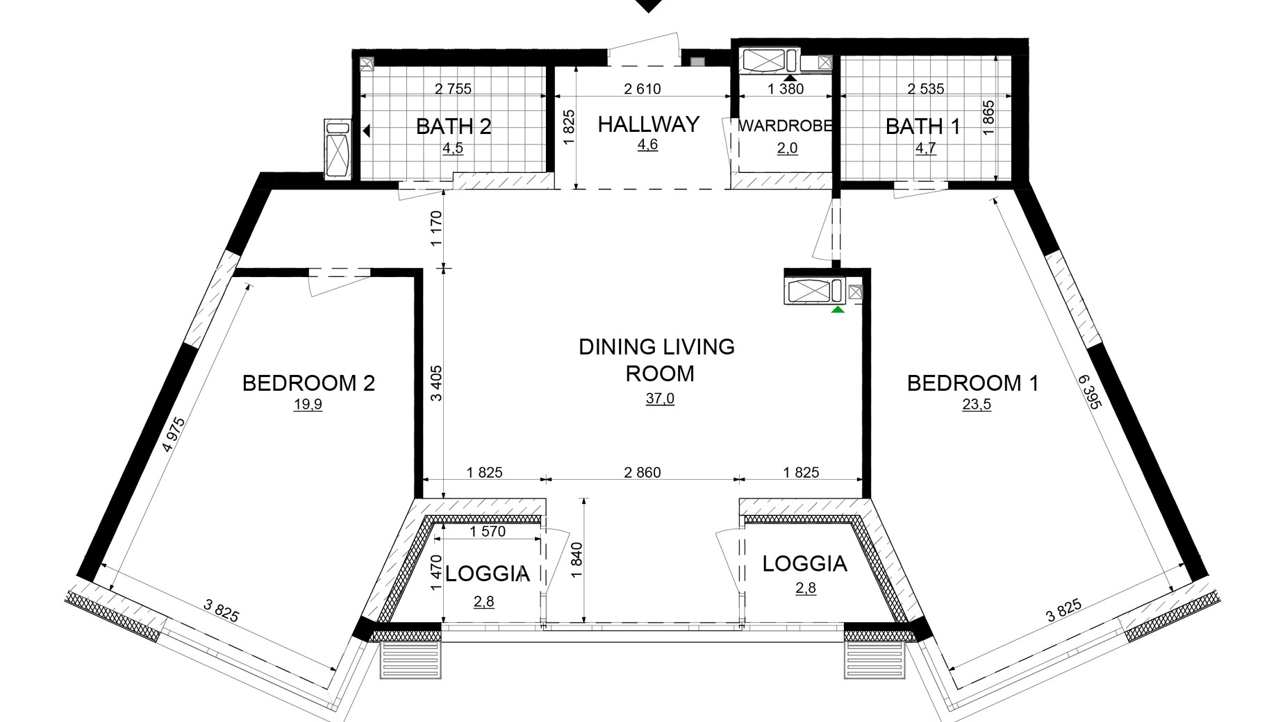 Планировка 3-комнатной квартиры в ЖК Русановская Гавань 101.8 м², фото 647845
