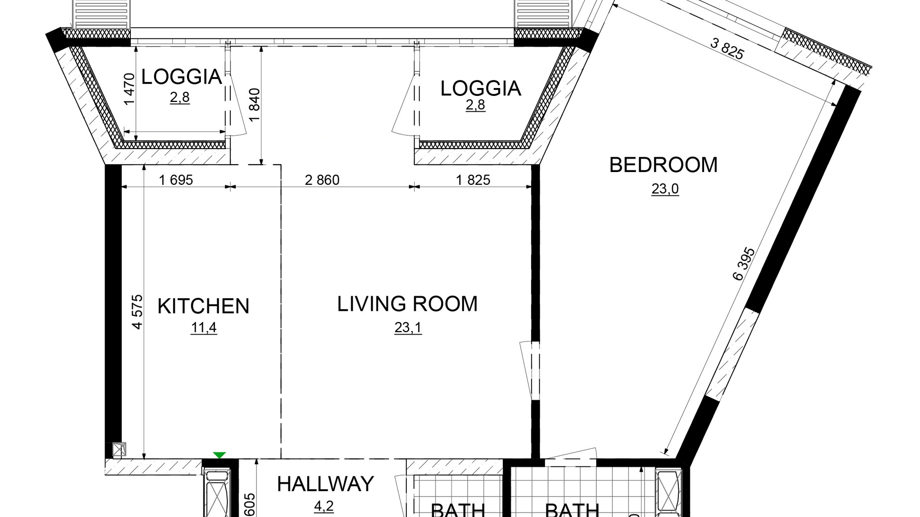 Планировка 2-комнатной квартиры в ЖК Русановская Гавань 74.3 м², фото 647847