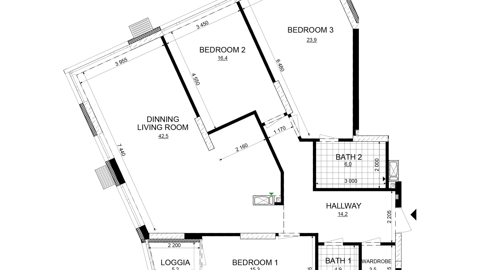 Планировка 3-комнатной квартиры в ЖК Русановская Гавань 131.9 м², фото 647859