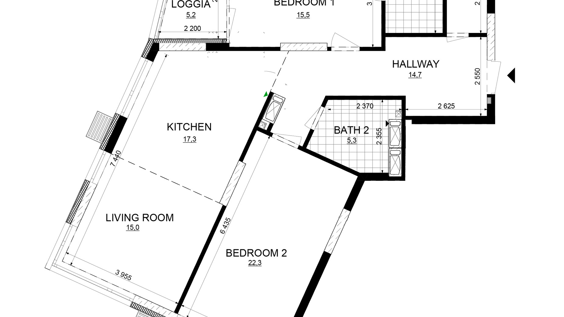 Планировка 3-комнатной квартиры в ЖК Русановская Гавань 103.5 м², фото 647861