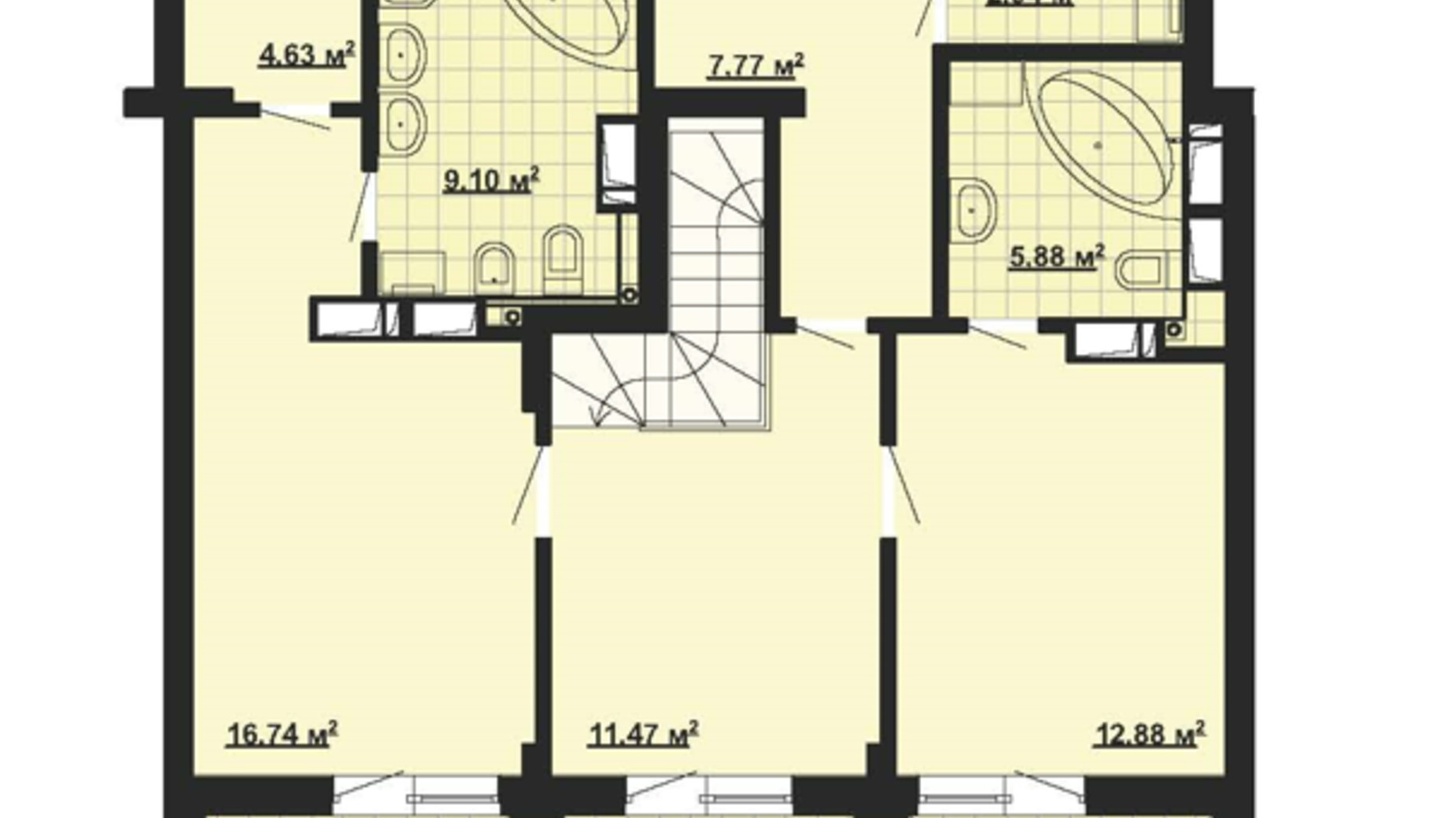 Планировка много­уровневой квартиры в ЖК Парковый Город 118.41 м², фото 650588