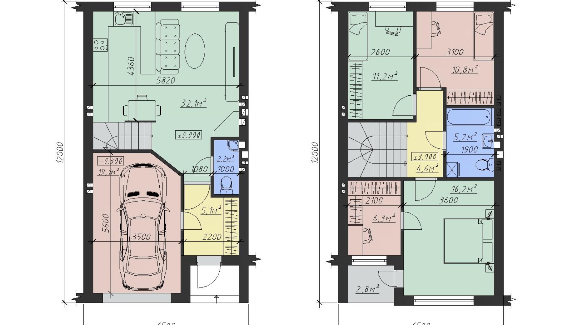 Планування таунхауса в КМ West House 120 м², фото 656452