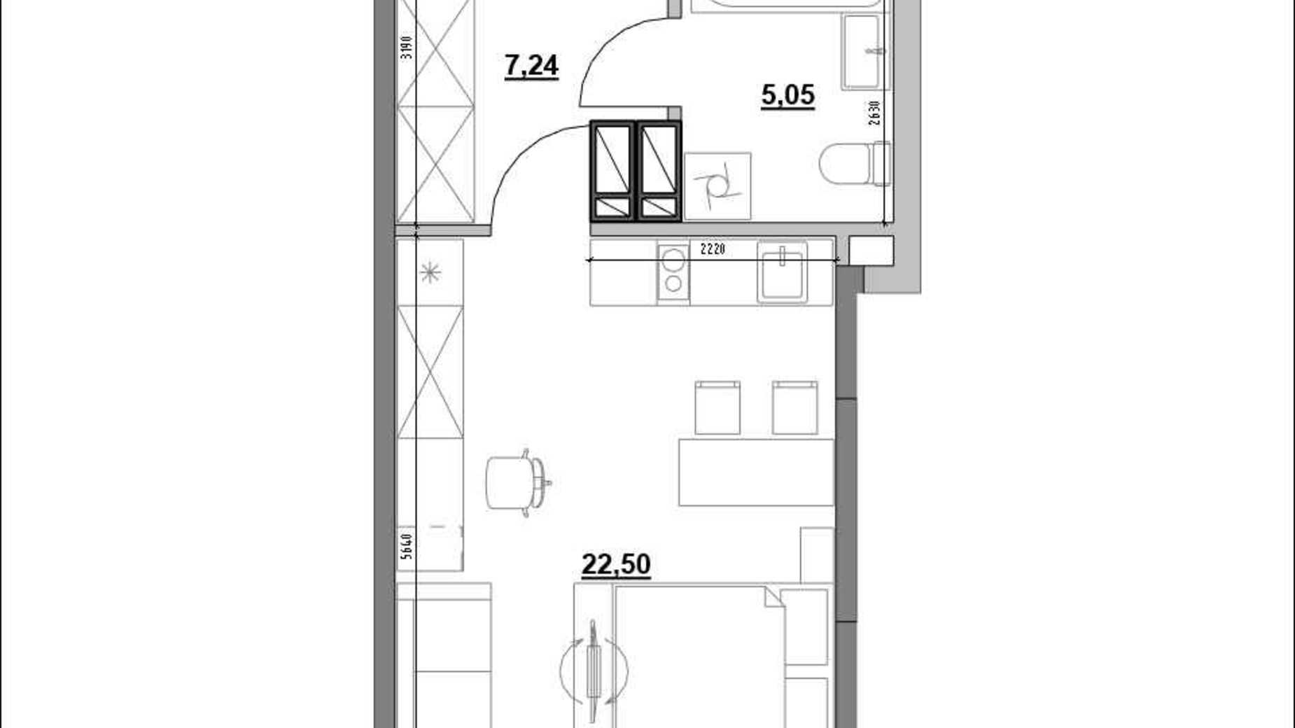 Планировка 1-комнатной квартиры в ЖК Park Life 34.79 м², фото 657842