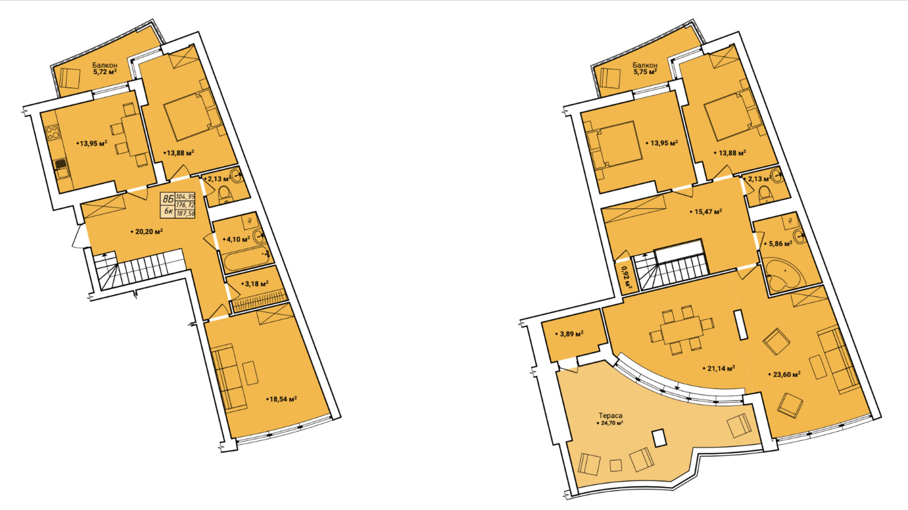 Планування 6-кімнатної квартири в ЖК Amber Park 187.58 м², фото 661022