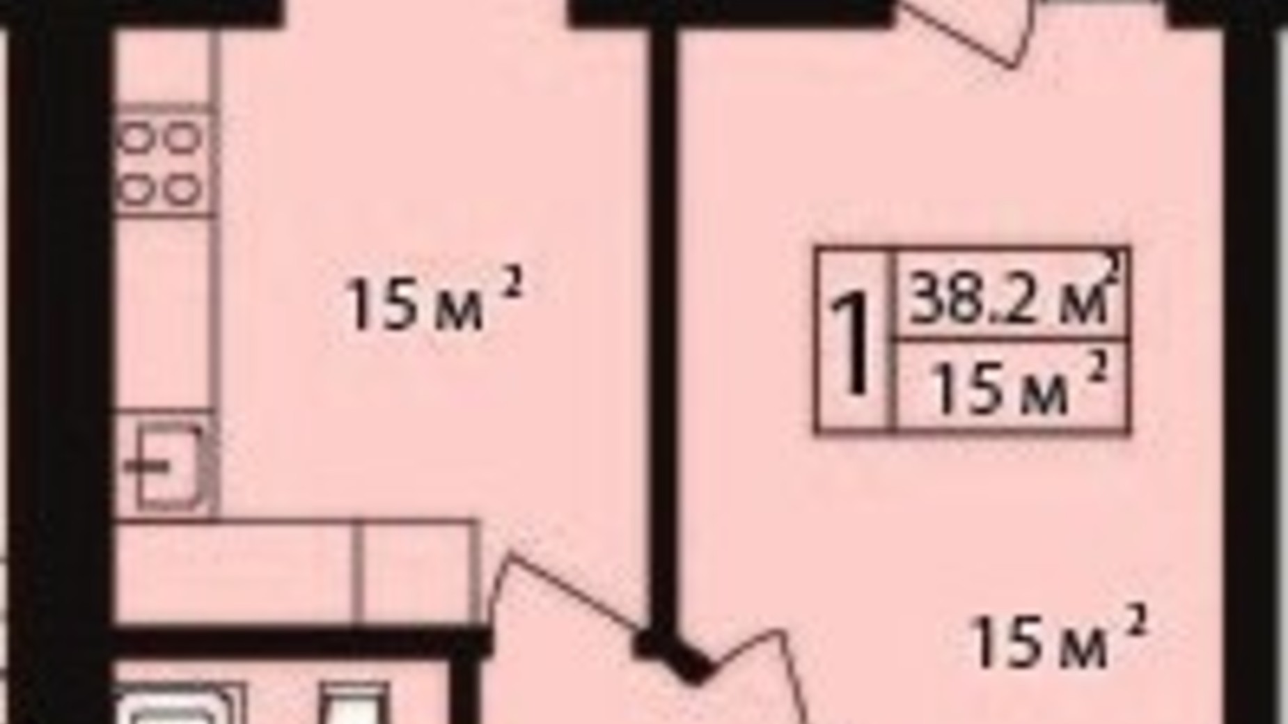 Планування 1-кімнатної квартири в ЖК Dream Park 38.2 м², фото 661295