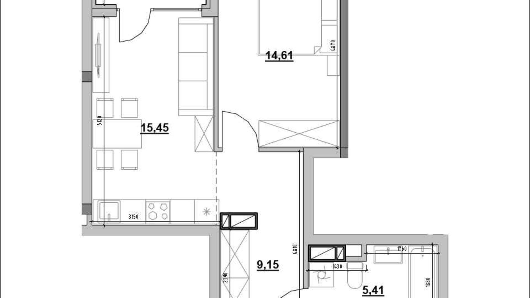 Планировка 1-комнатной квартиры в ЖК Park Life 48.81 м², фото 663220