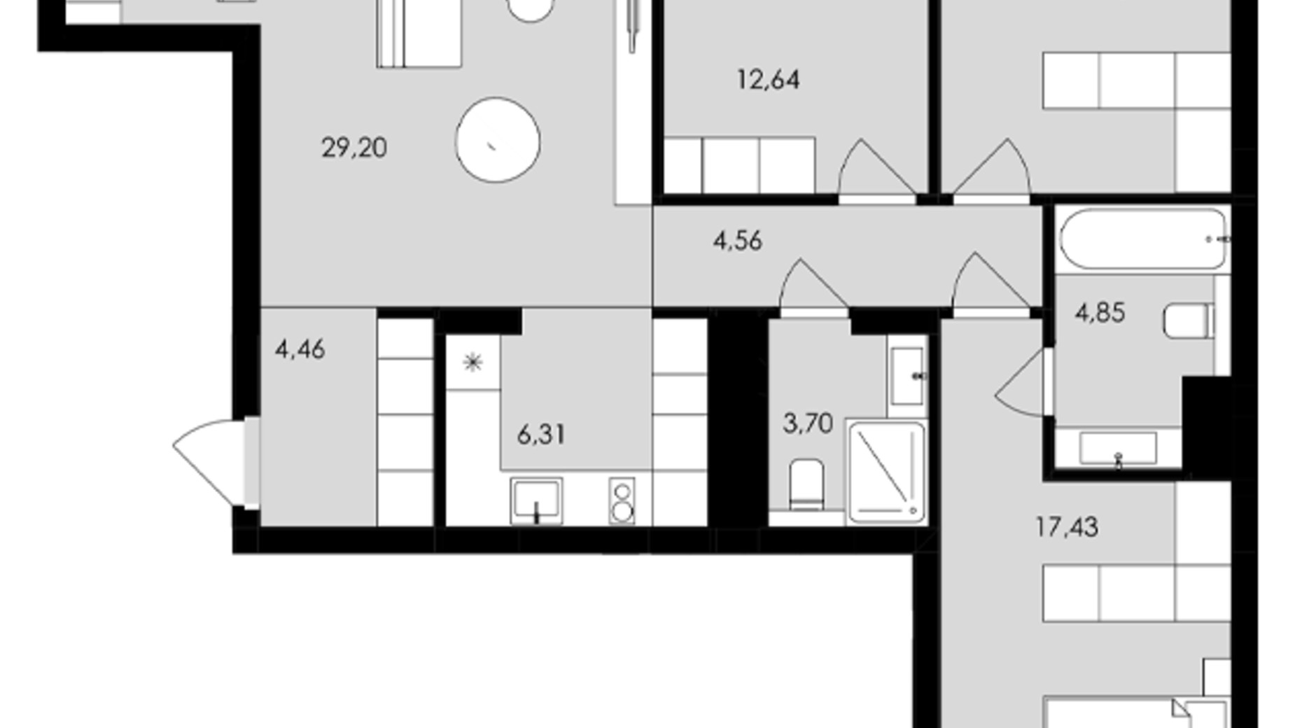 Планування 3-кімнатної квартири в ЖК Avalon Holiday 97 м², фото 664430