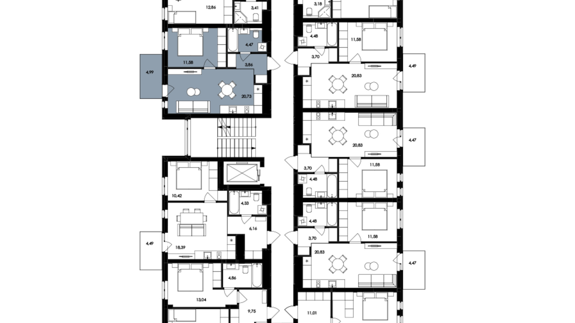 Планировка 1-комнатной квартиры в ЖК Avalon Holiday 42 м², фото 664467