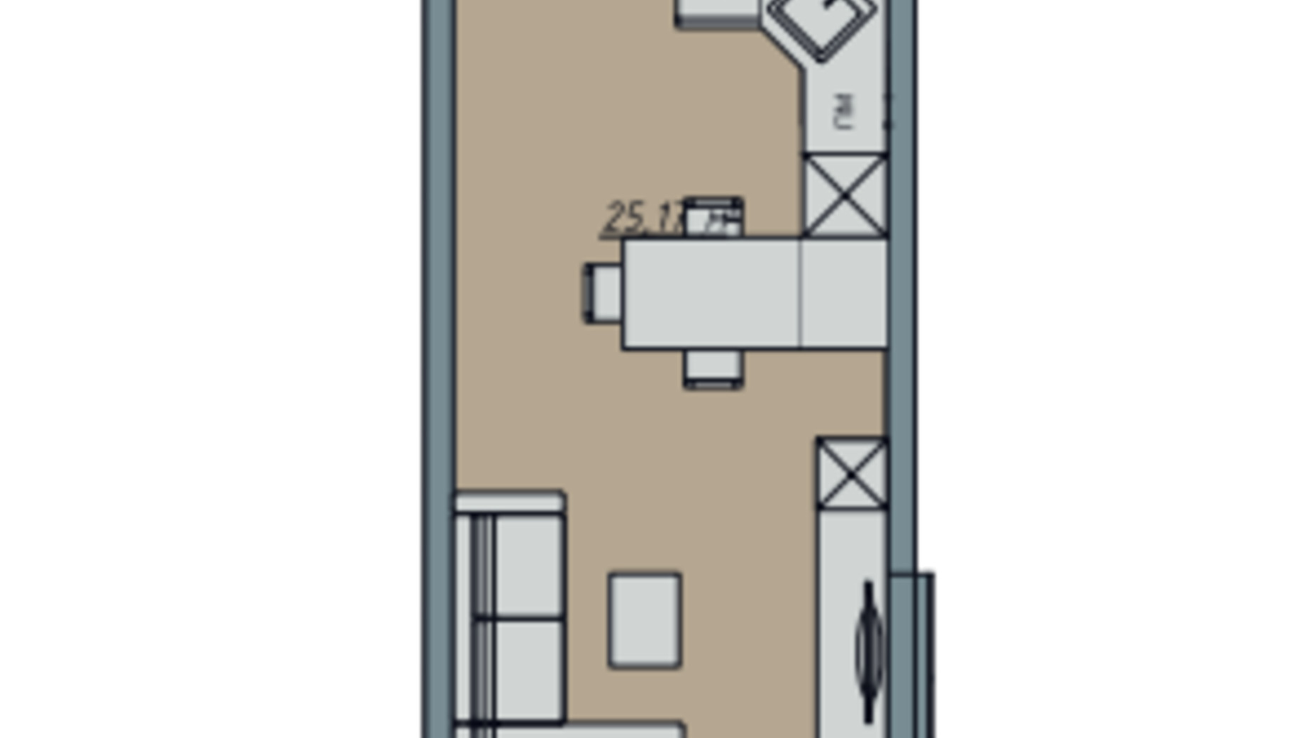 Планировка 1-комнатной квартиры в ЖК Sofi House 31.69 м², фото 671736