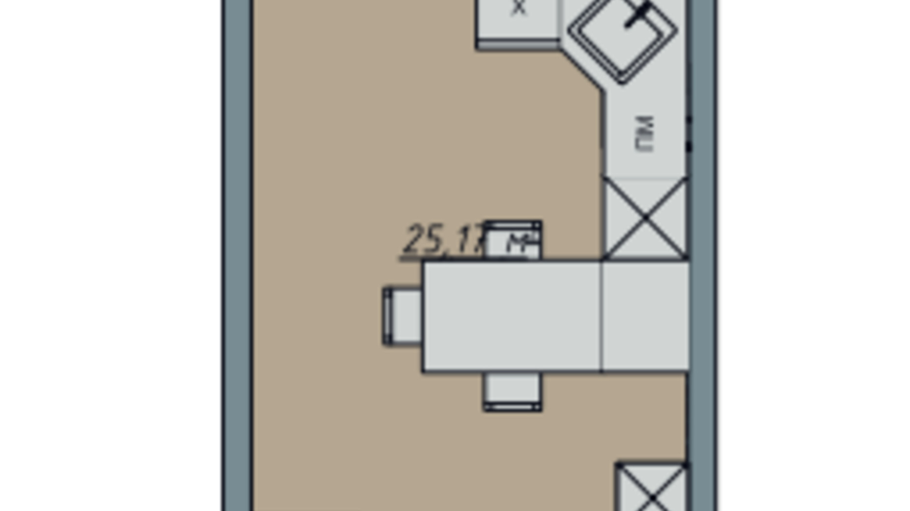 Планировка 1-комнатной квартиры в ЖК Sofi House 28.74 м², фото 671737