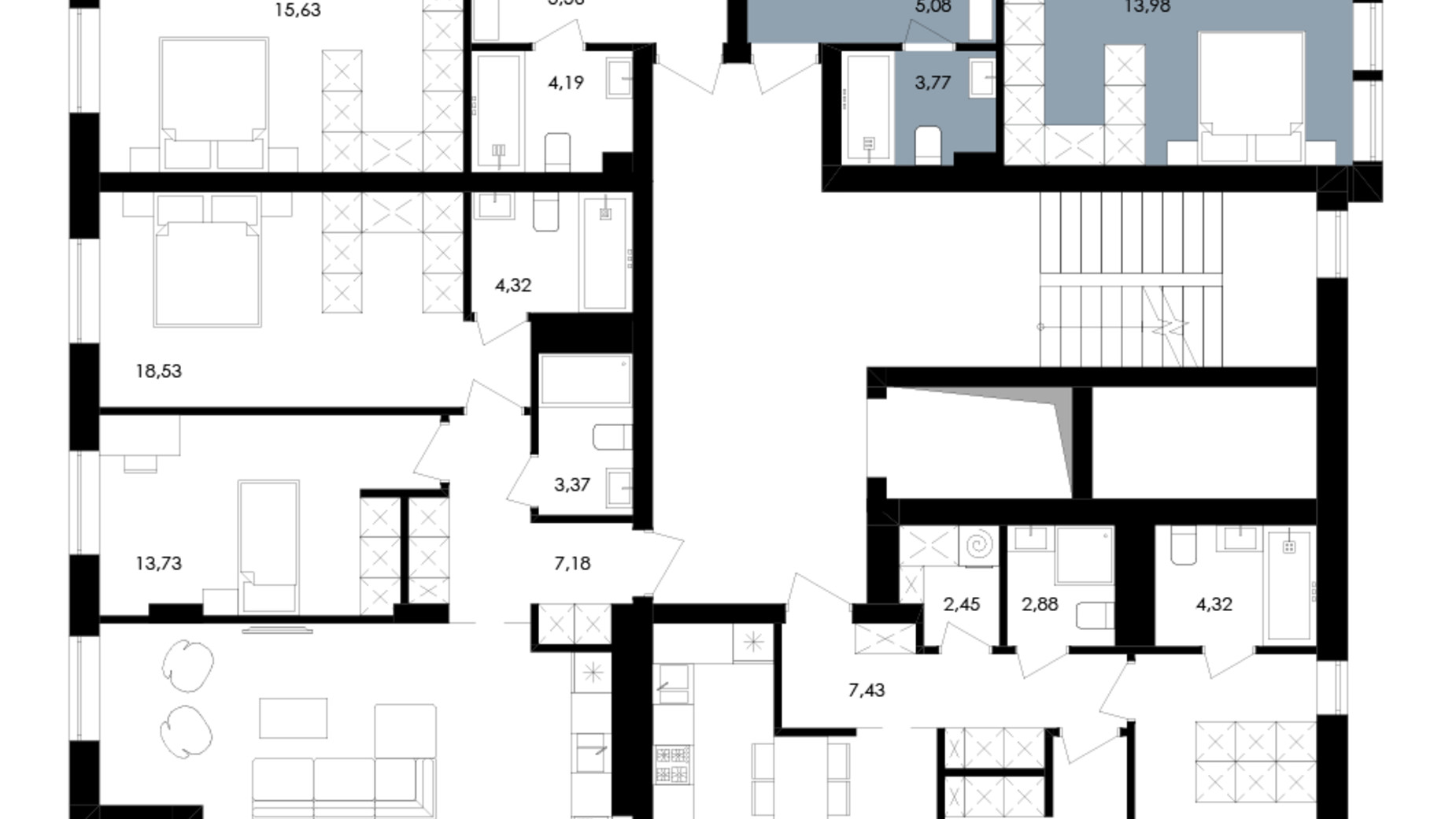Планування 1-кімнатної квартири в ЖК Avalon Yard 49 м², фото 673261