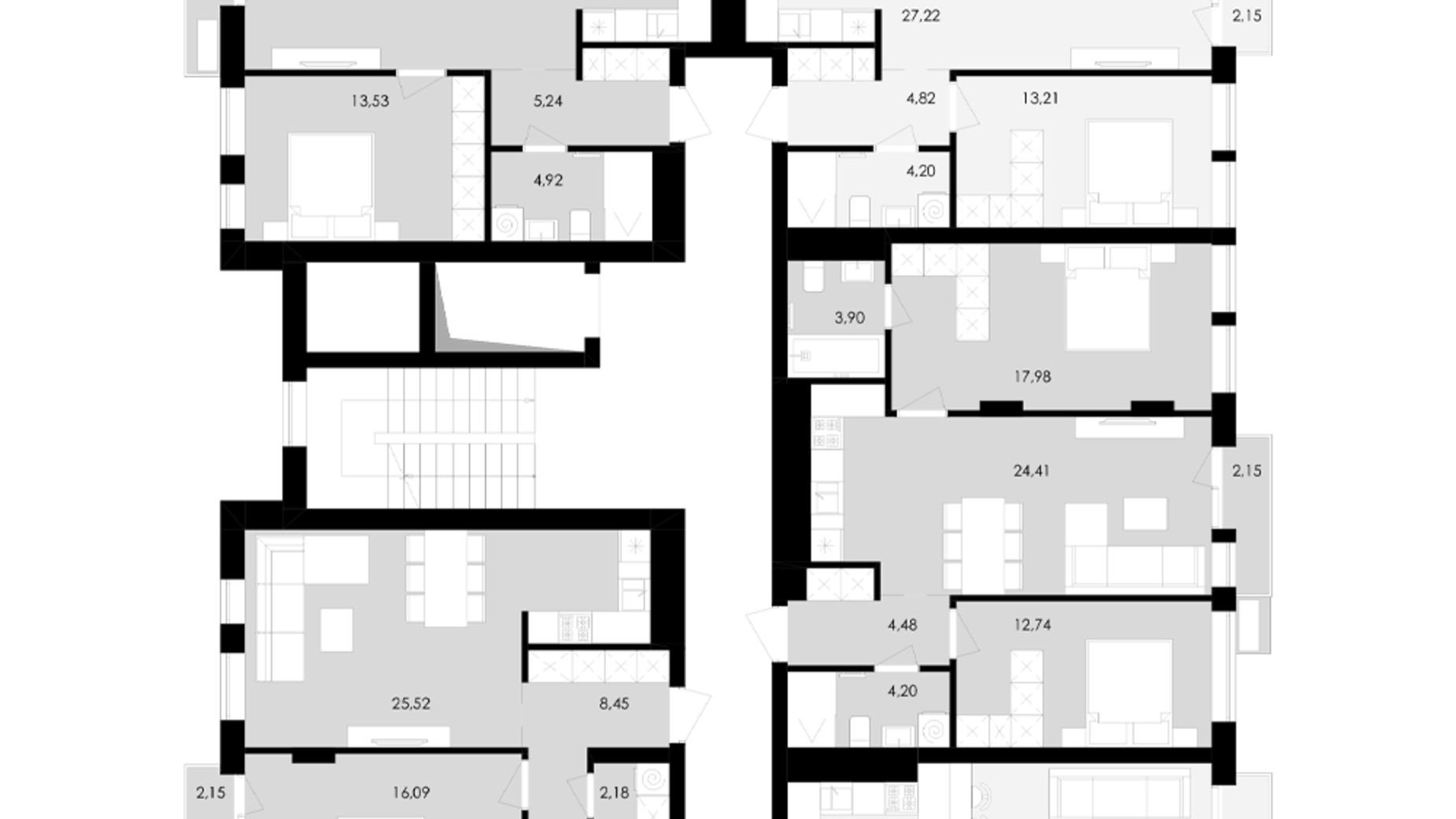 Планування 2-кімнатної квартири в ЖК Avalon Yard 82 м², фото 673265