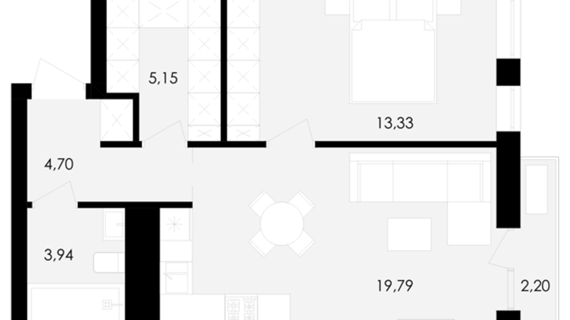 Планировка 1-комнатной квартиры в ЖК Avalon Yard 48 м², фото 673271