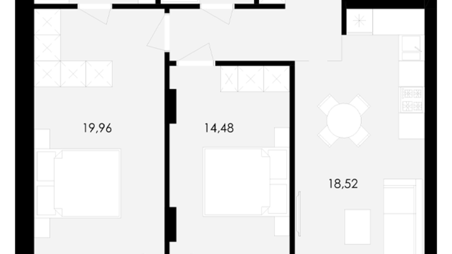 Планування 2-кімнатної квартири в ЖК Avalon Yard 70 м², фото 673287