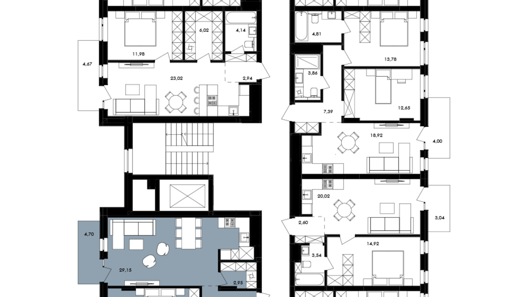 Планування 2-кімнатної квартири в ЖК Avalon Yard 83 м², фото 673313