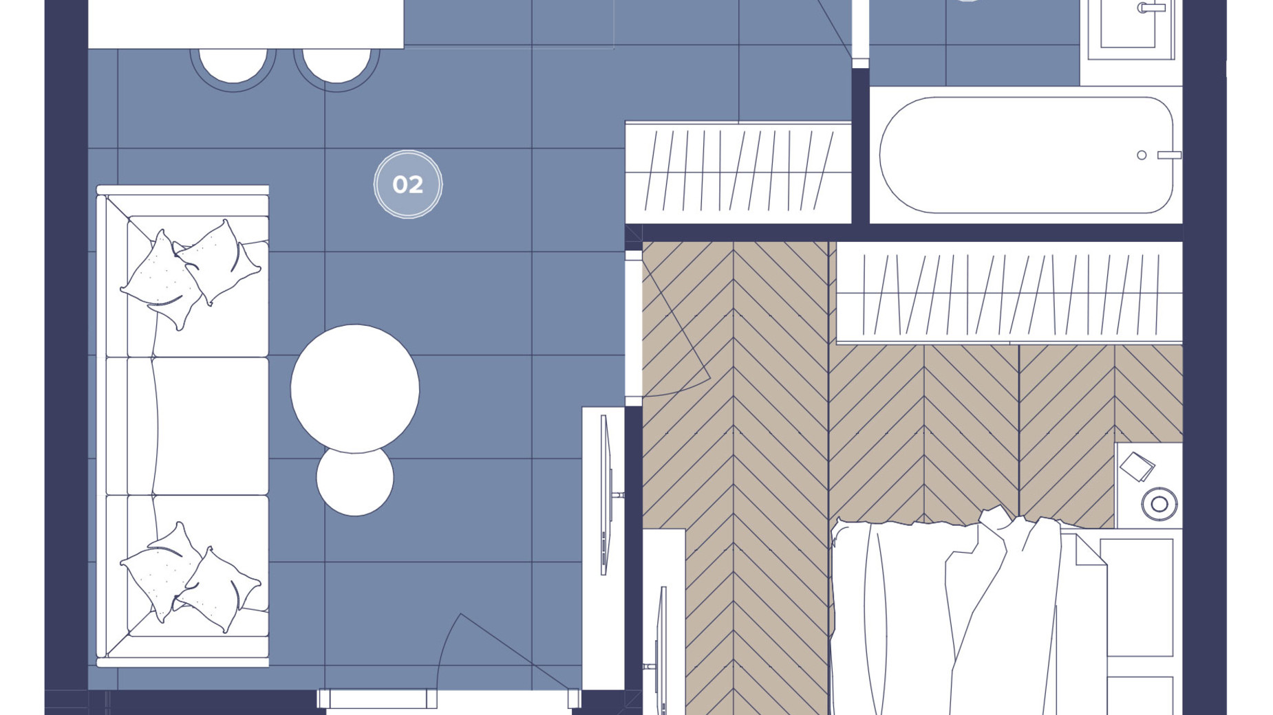 Планировка 1-комнатной квартиры в ЖК Dnipro Island 45.24 м², фото 679813