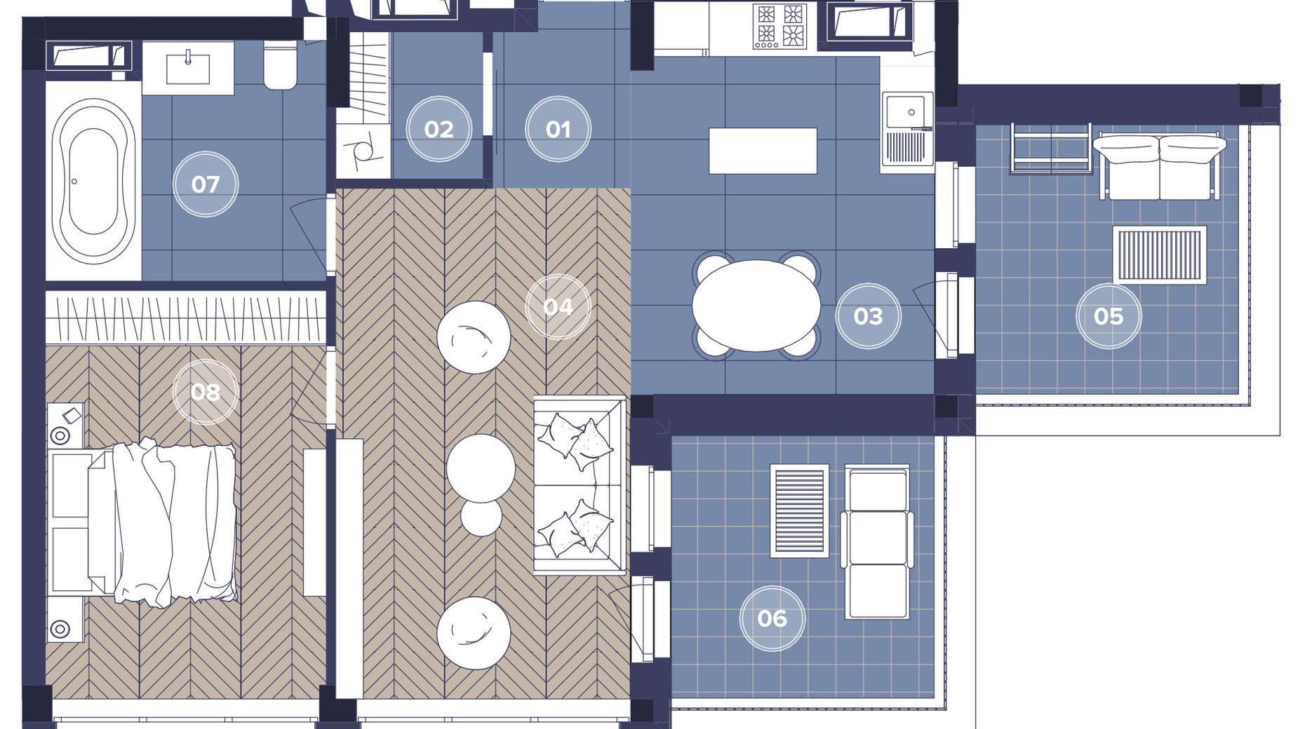 Планировка 2-комнатной квартиры в ЖК Dnipro Island 62.23 м², фото 679819