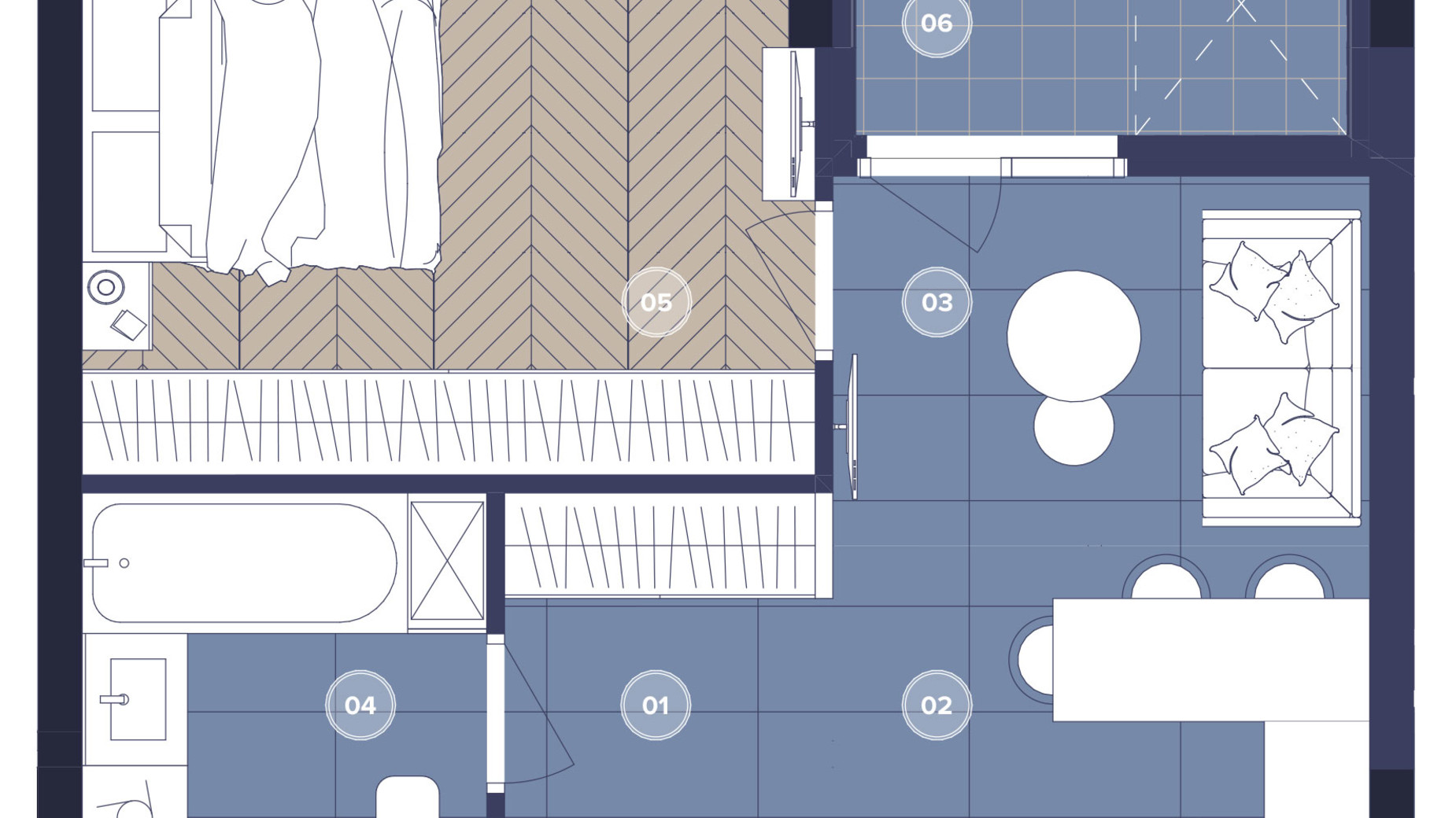 Планировка 1-комнатной квартиры в ЖК Dnipro Island 45.44 м², фото 679870