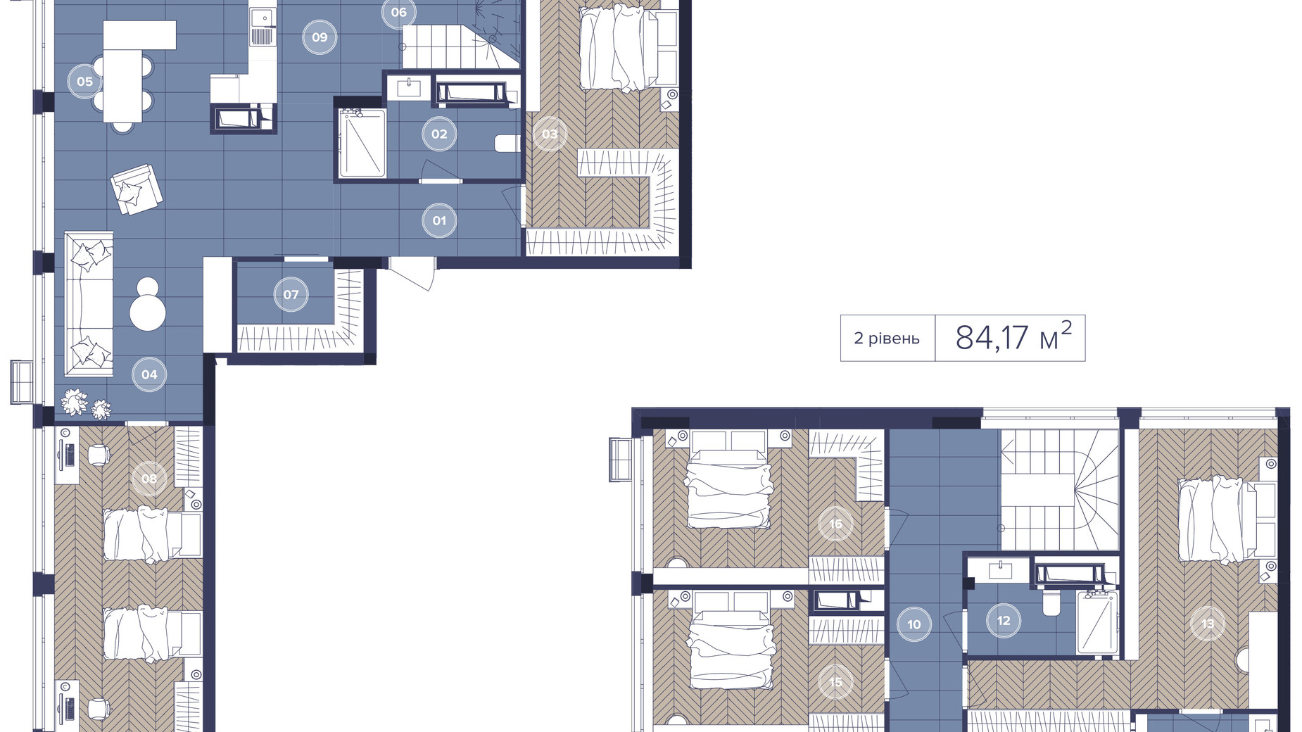 Планировка много­уровневой квартиры в ЖК Dnipro Island 197.52 м², фото 679876