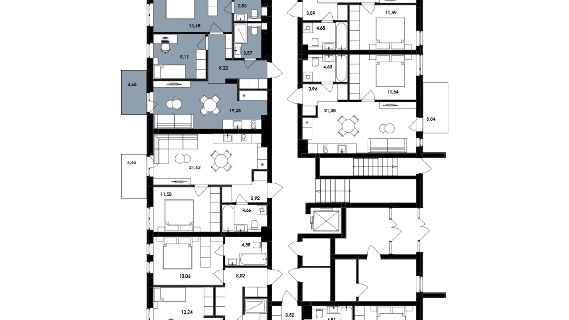 Планировка 2-комнатной квартиры в ЖК Avalon Holiday 60 м², фото 681877