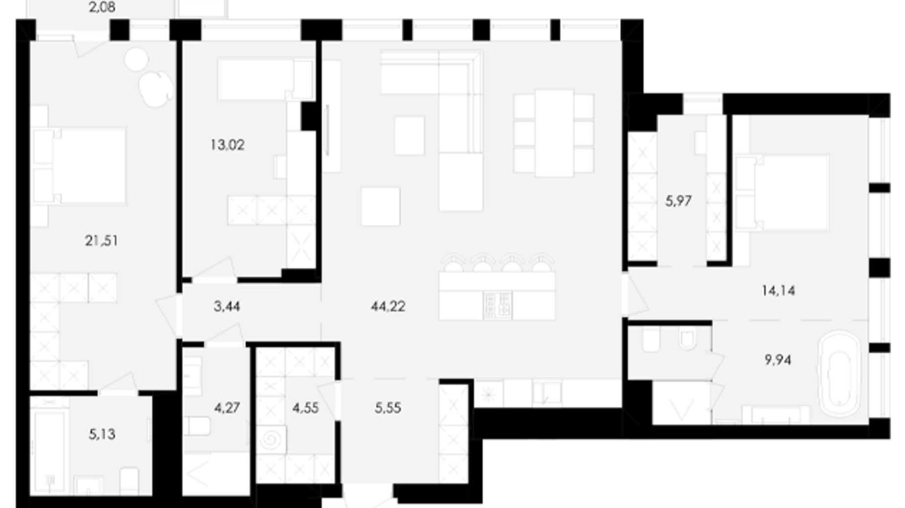 Планировка 3-комнатной квартиры в ЖК Avalon Yard 132 м², фото 682086